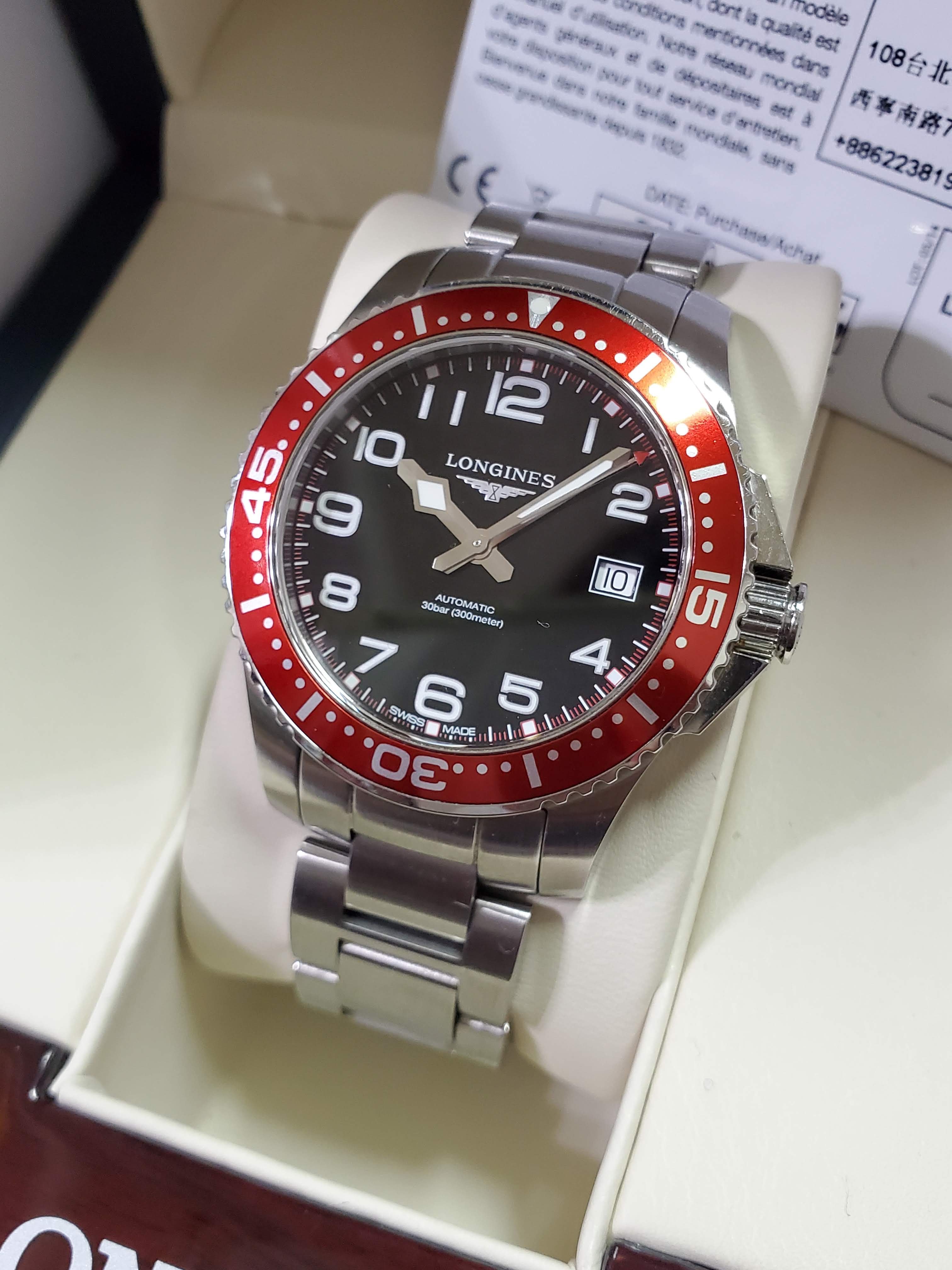 2016 LONGINES 浪琴 征服者 潛水機械錶 SPORT 紅水鬼 39mm 盒單齊全