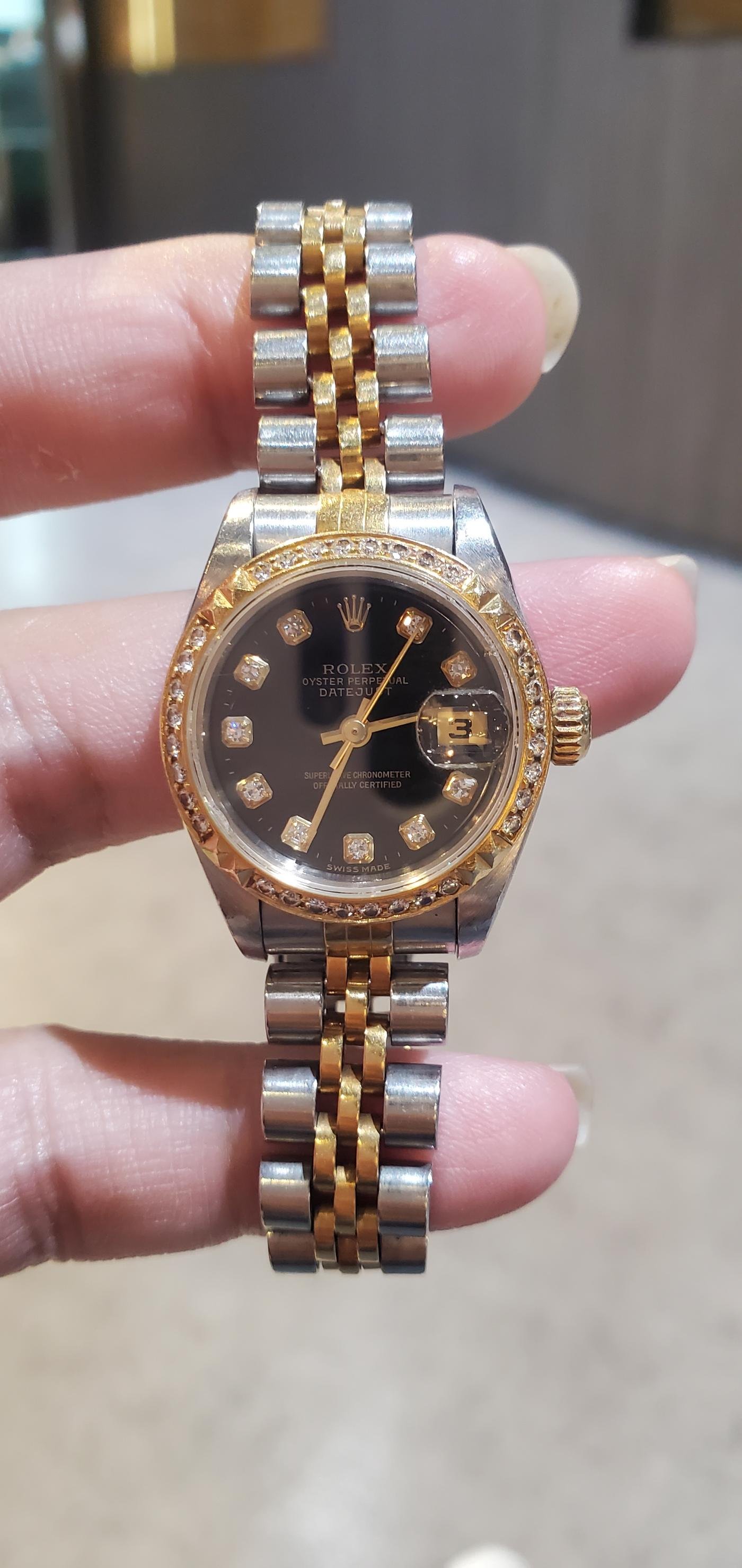 勞力士 rolex  69173 原裝 包台十鑽面 18k  半金 女錶