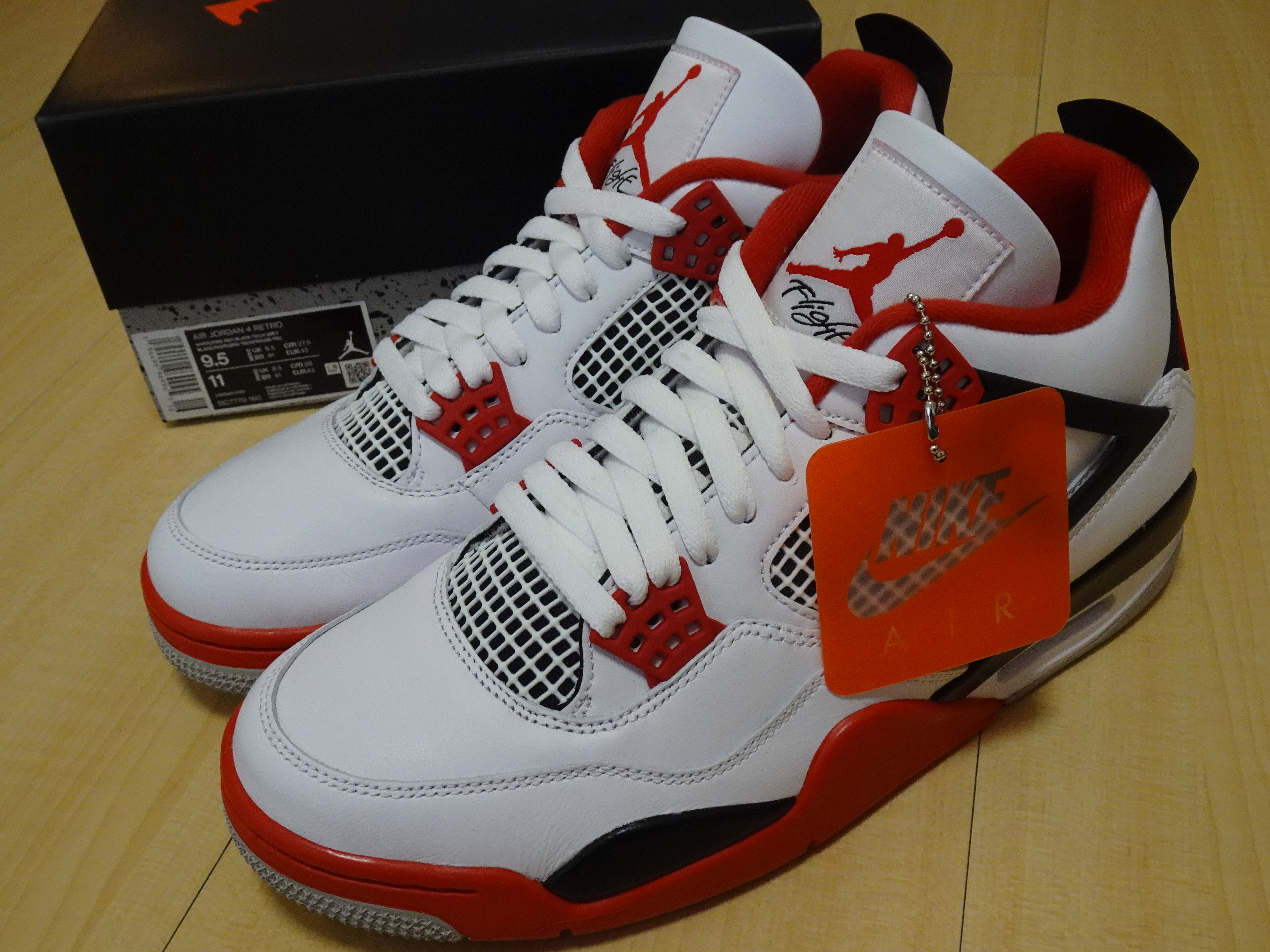 NIKE AIR JORDAN 4 RETRO OG FIRE RED AJ4芝加哥白紅火焰紅老屁股