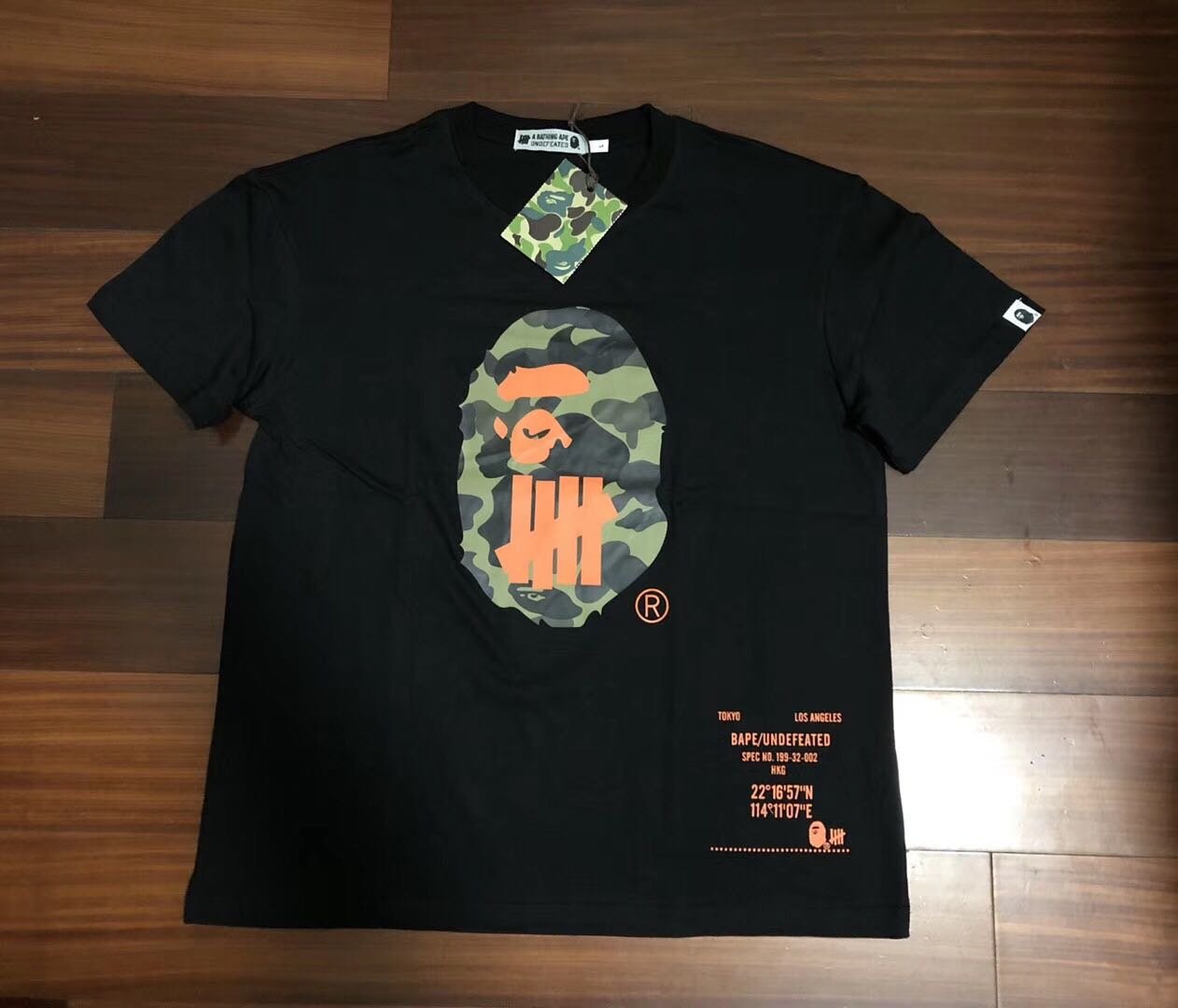 正品日本bape x undefeated 新款19SS橘色宇宙猿人永不言敗迷彩黑色聯名