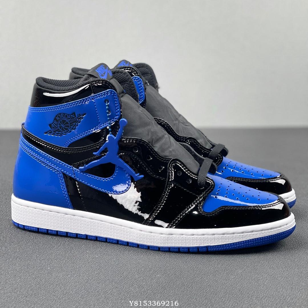 Air Jordan 1 Retro High AJ1 漆皮黑藍亮面時尚高筒籃球鞋男鞋| Yahoo