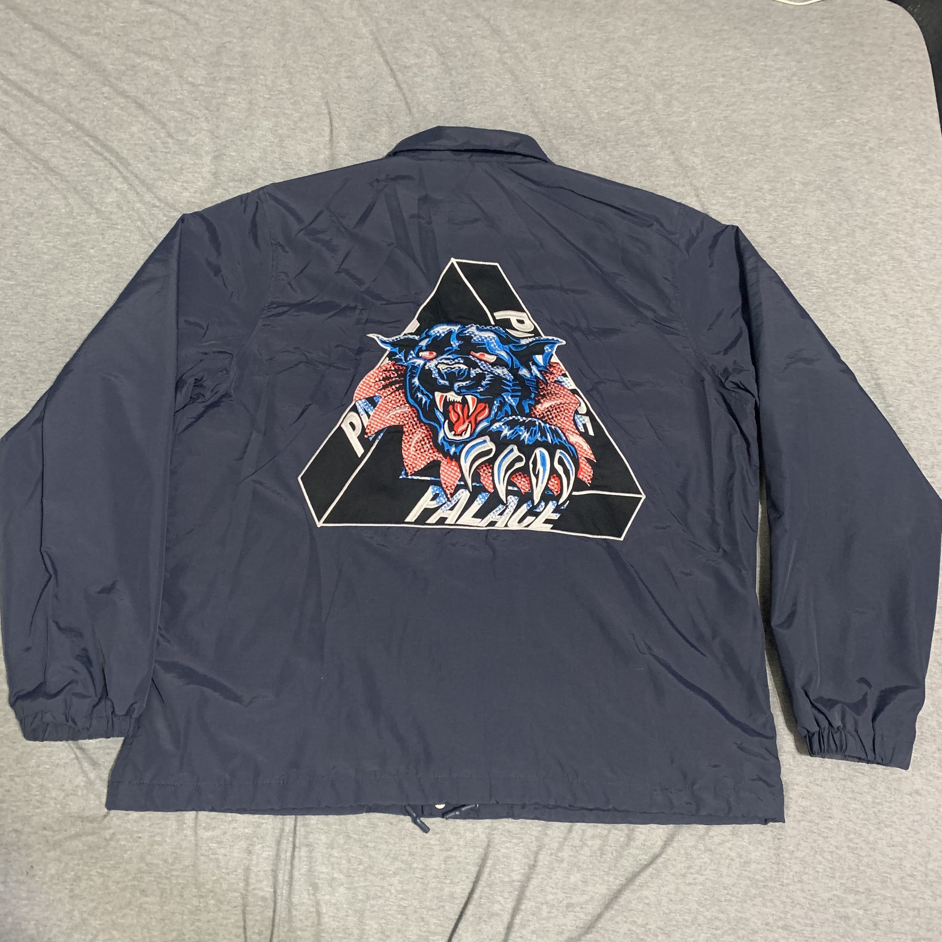 L號] Palace 19 RIPPED COACH 藍教練外套尼龍黑豹刺繡三角二手SUPREME