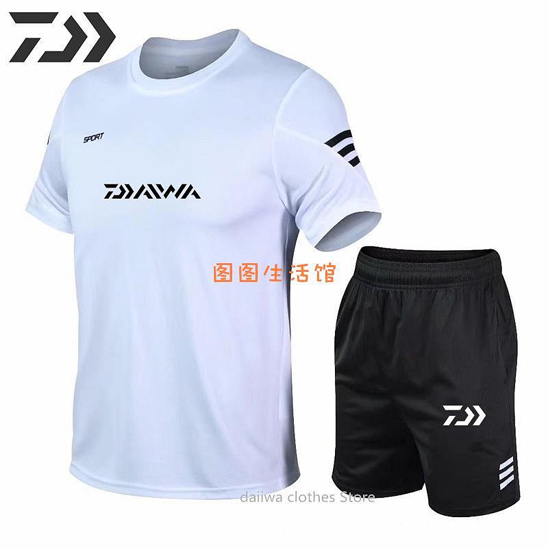 2022 Daiwa 釣魚服男士釣魚 T 卹夏季短褲褲子釣魚服戶外運動服衣服釣魚服