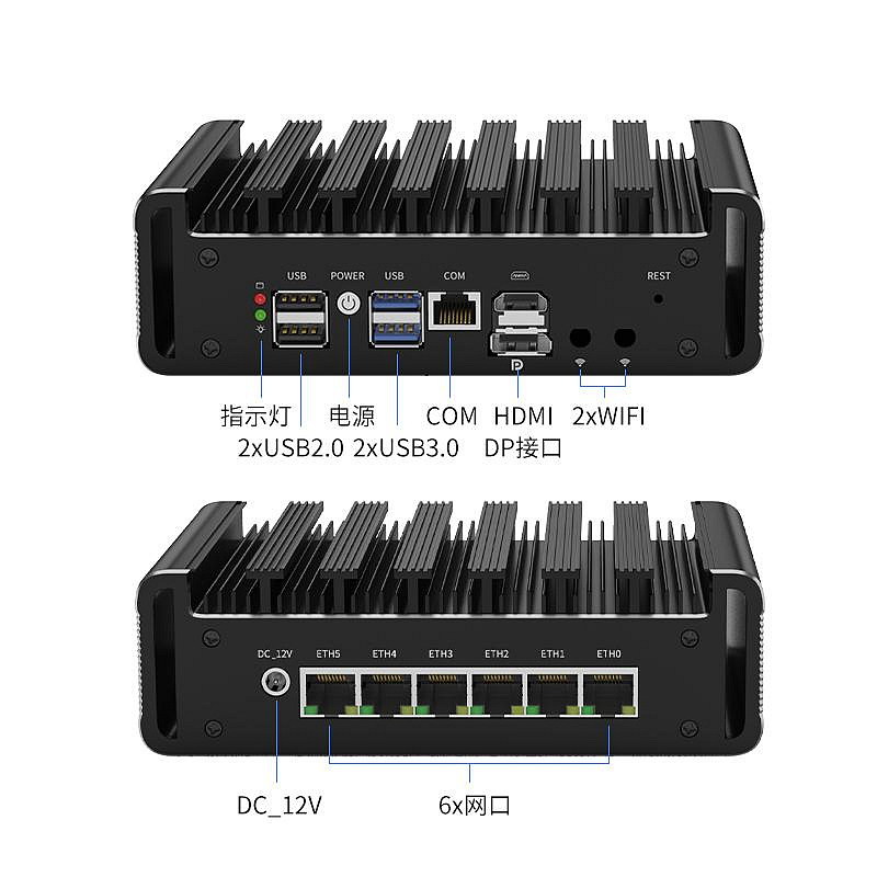 倍控11代6網卡I3-1115G4 I7-1165G7 7505 I5-1135G7四核工控機2.5G網扣i226電腦伺服器愛快軟路由虛擬機linux