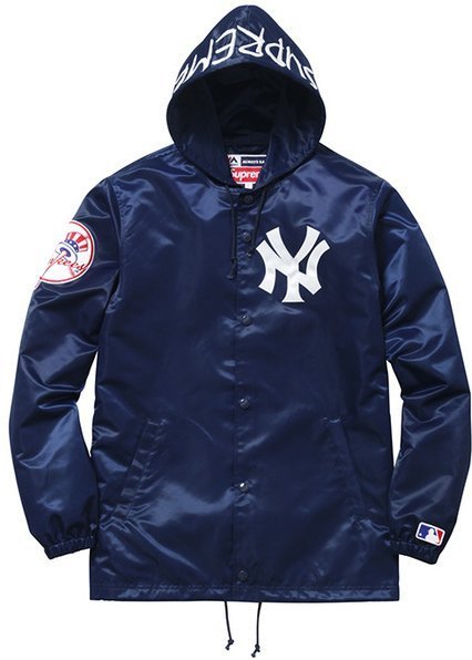 超搶手】全新Supreme Yankees Satin Hooded Coach Jacket 洋基教練外套