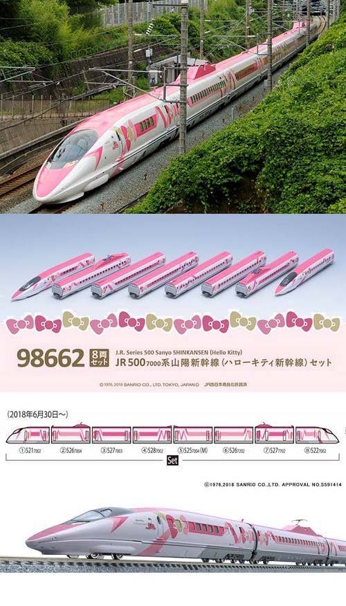 現貨在庫 Tomix 98662 N規 JR 500-7000 系山陽新幹線 Hello Kitty 限定品一組8輛