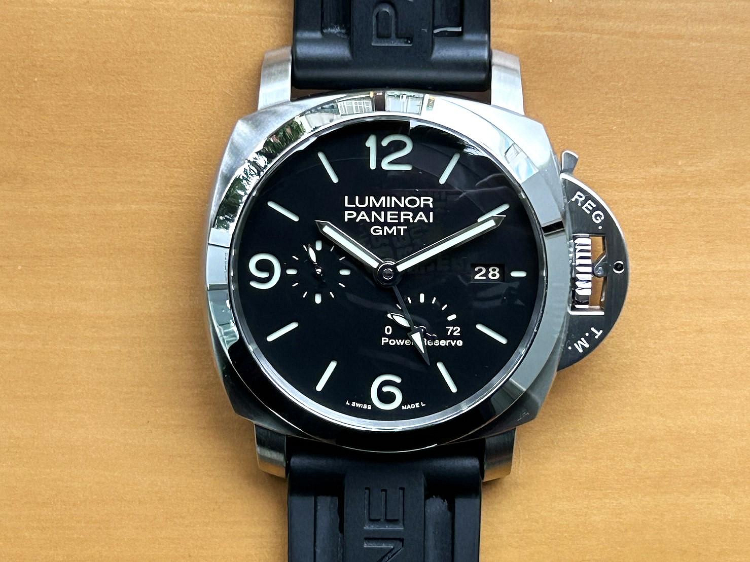 飛馬當舖 PANERAI 沛納海 2016保單 PAM321 GMT 動力顯示 3日鍊 自動上鍊 三明治面盤 44mm 9成5新