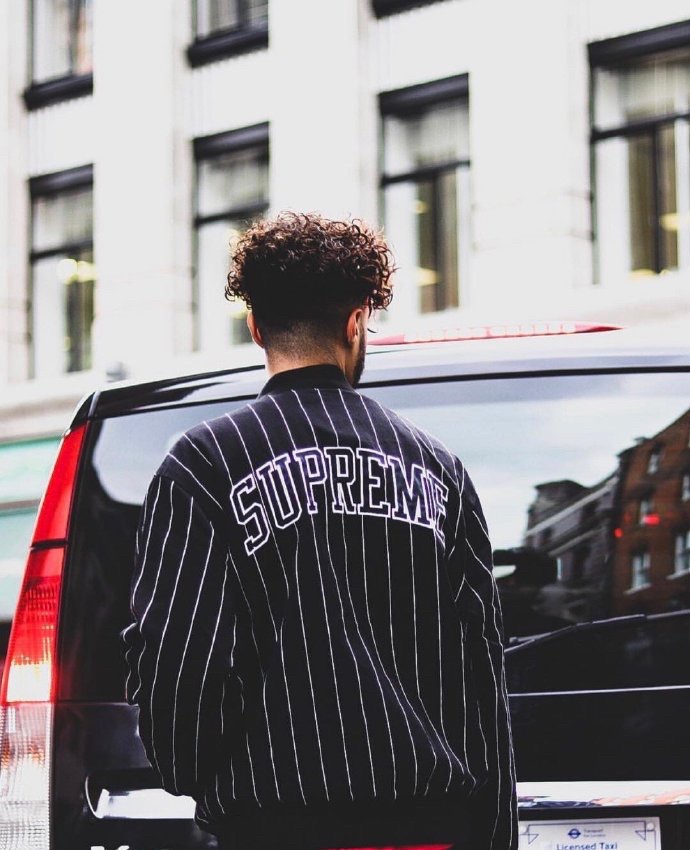 Supreme Pinstripe Varsity Jacket Black