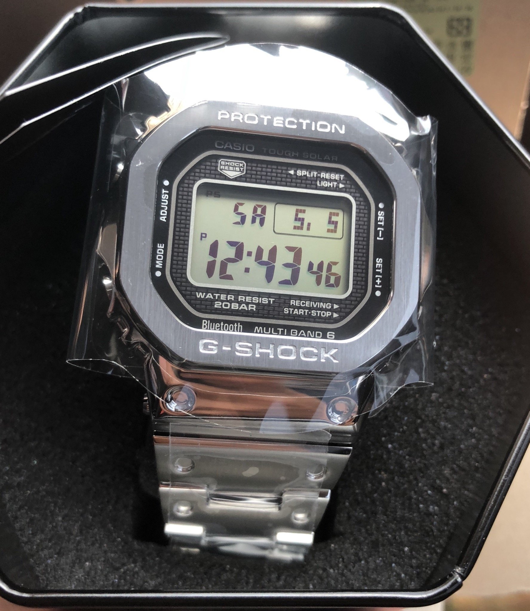 銀色全新正品 35週年 紀念盒裝 G-SHOCK GMW-B5000TFG-9 電波 經典 全鋼材 金