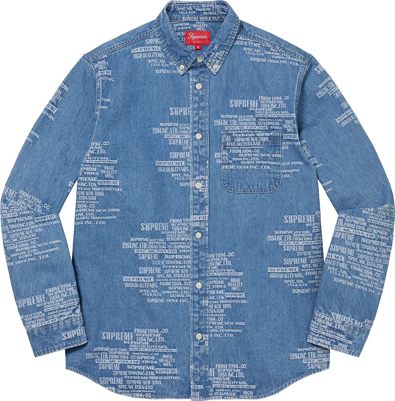 紐約范特西】預購SUPREME SS23 TRADEMARK JACQUARD DENIM SHIRT 牛仔