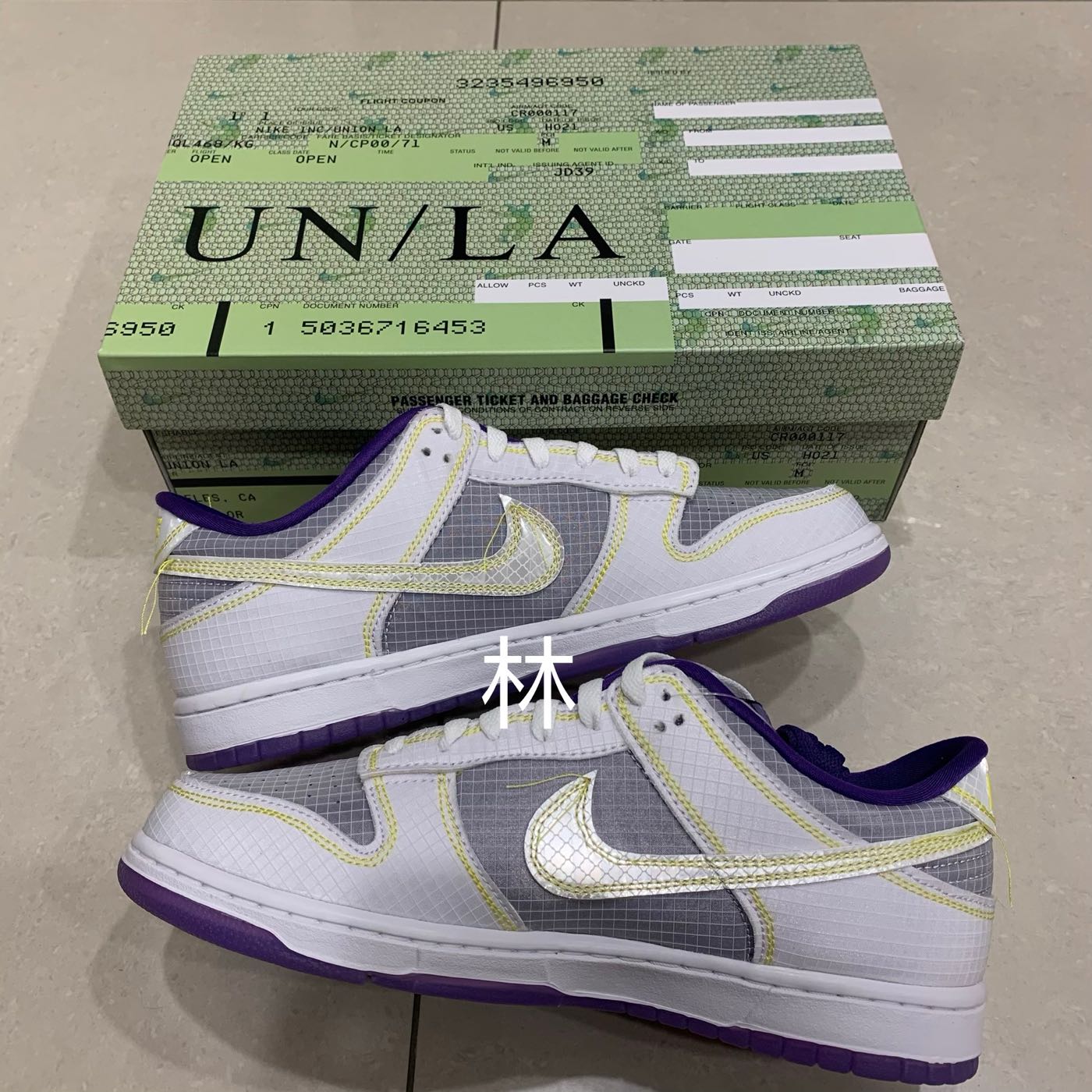 全新現貨Union LA x Nike Dunk Low 白紫金湖人網格縫線男女鞋DJ9649