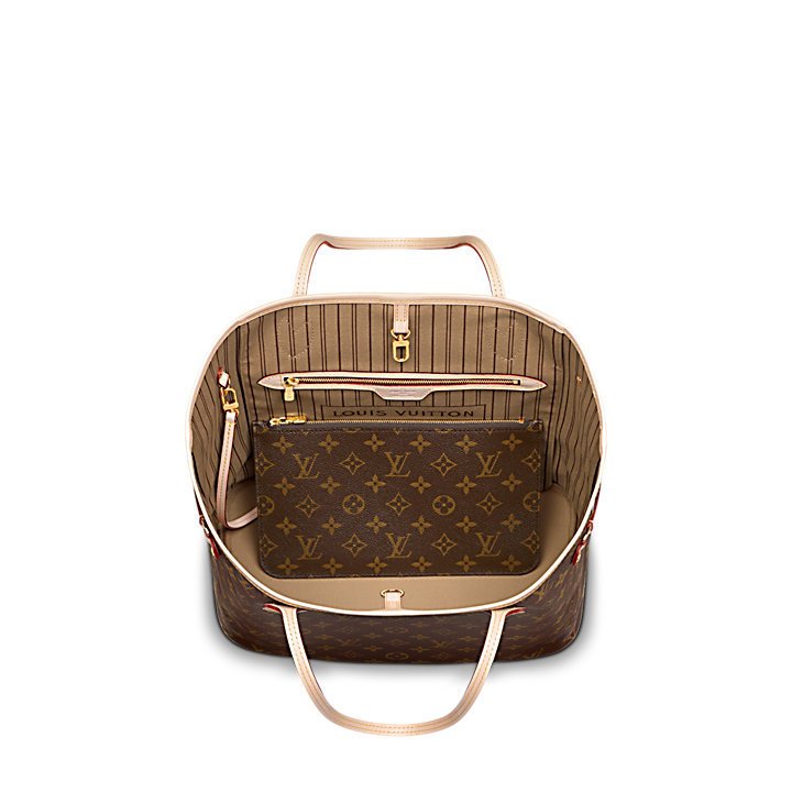 真愛名牌精品》LV M40995 NEVERFULL MM 內米色附小包(中) 購物包*全新 