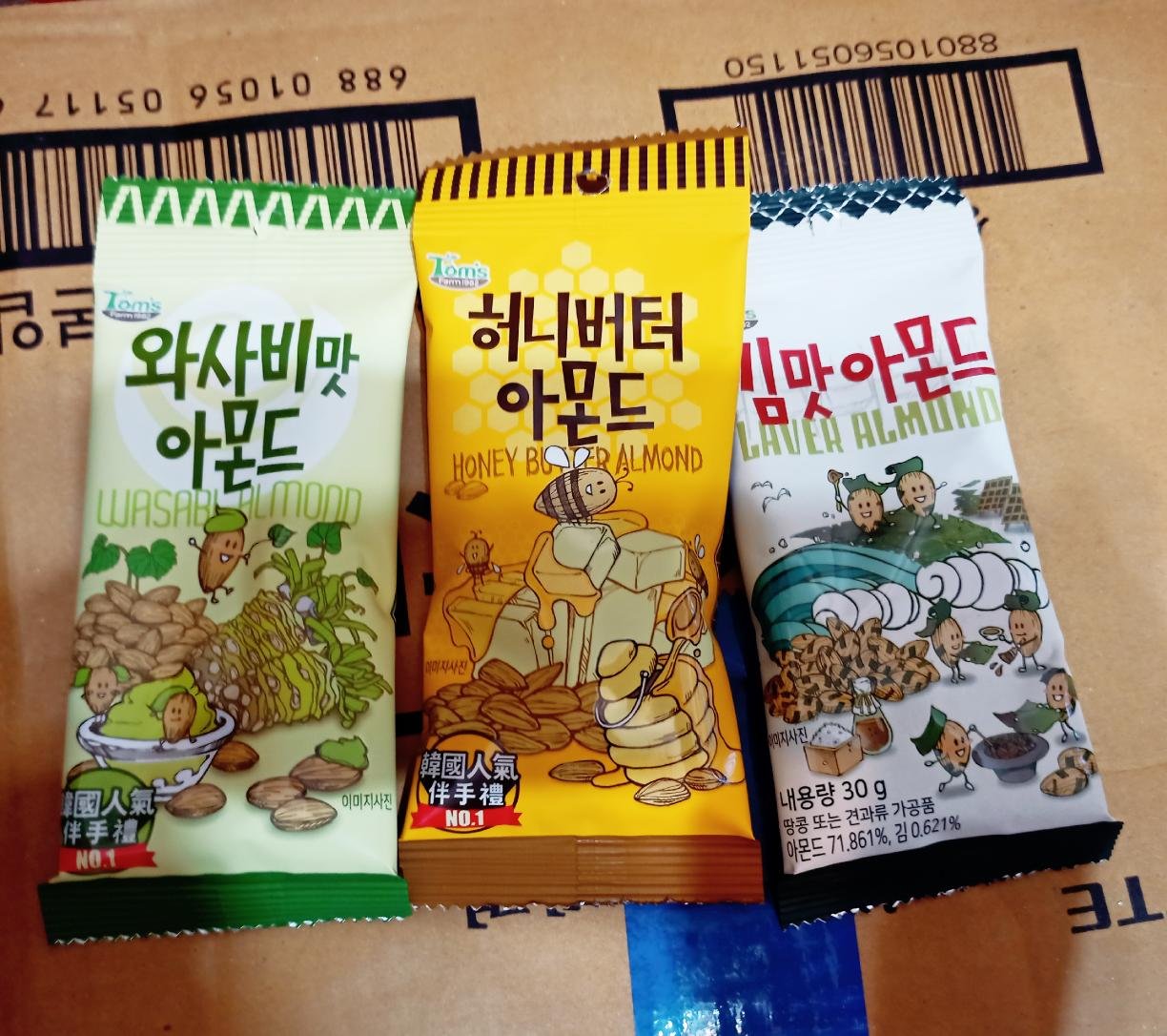 ［FIFI SHOP］韓國 Toms gilim蜂蜜奶油/芥末/海苔杏仁果 35g