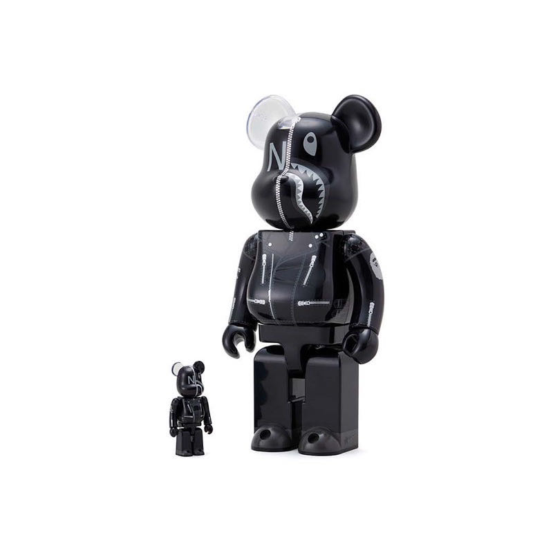 Neighborhood x BAPE Shark Be@rbrick NBHD 聯名公仔熊400% & 100% SET