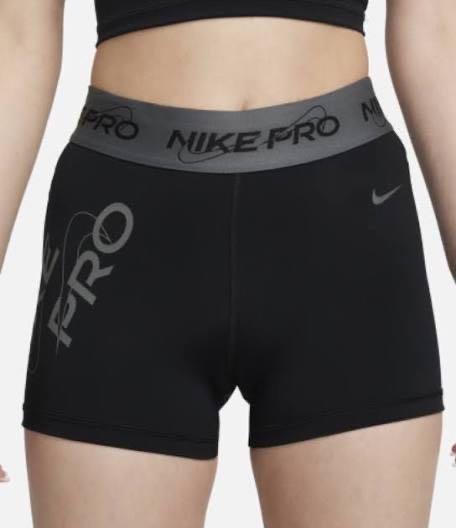 NIKE PRO 女款中腰 3 圖樣短褲 緊身褲 緊身短褲 束褲 吸濕排汗 FB5449-010 黑