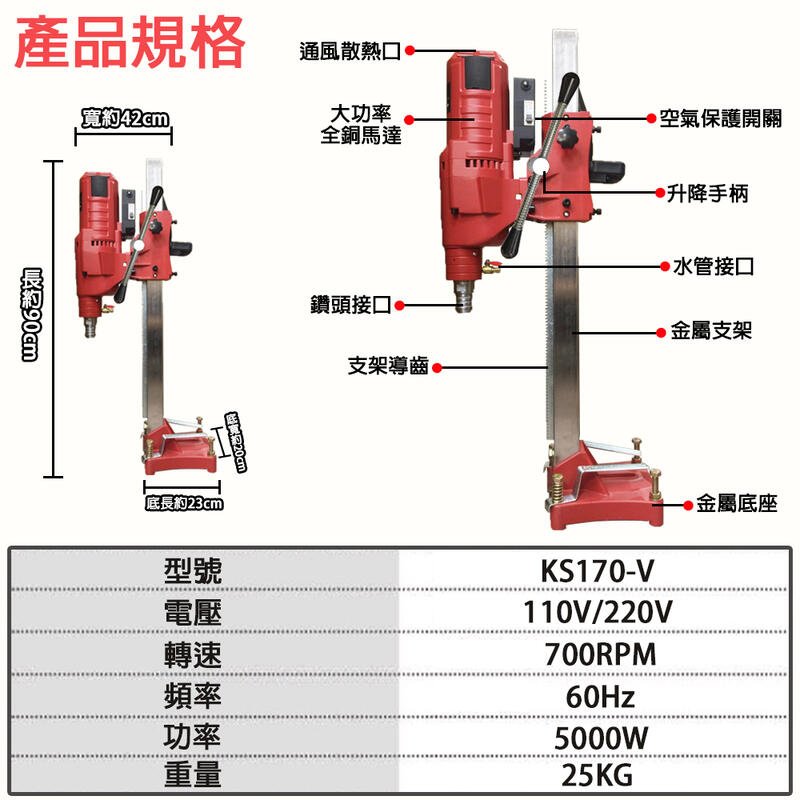 ㊣宇慶S舖㊣刷卡分期｜KS170-V洗孔機｜外銷日本ASAHI 12吋鑽石洗孔機