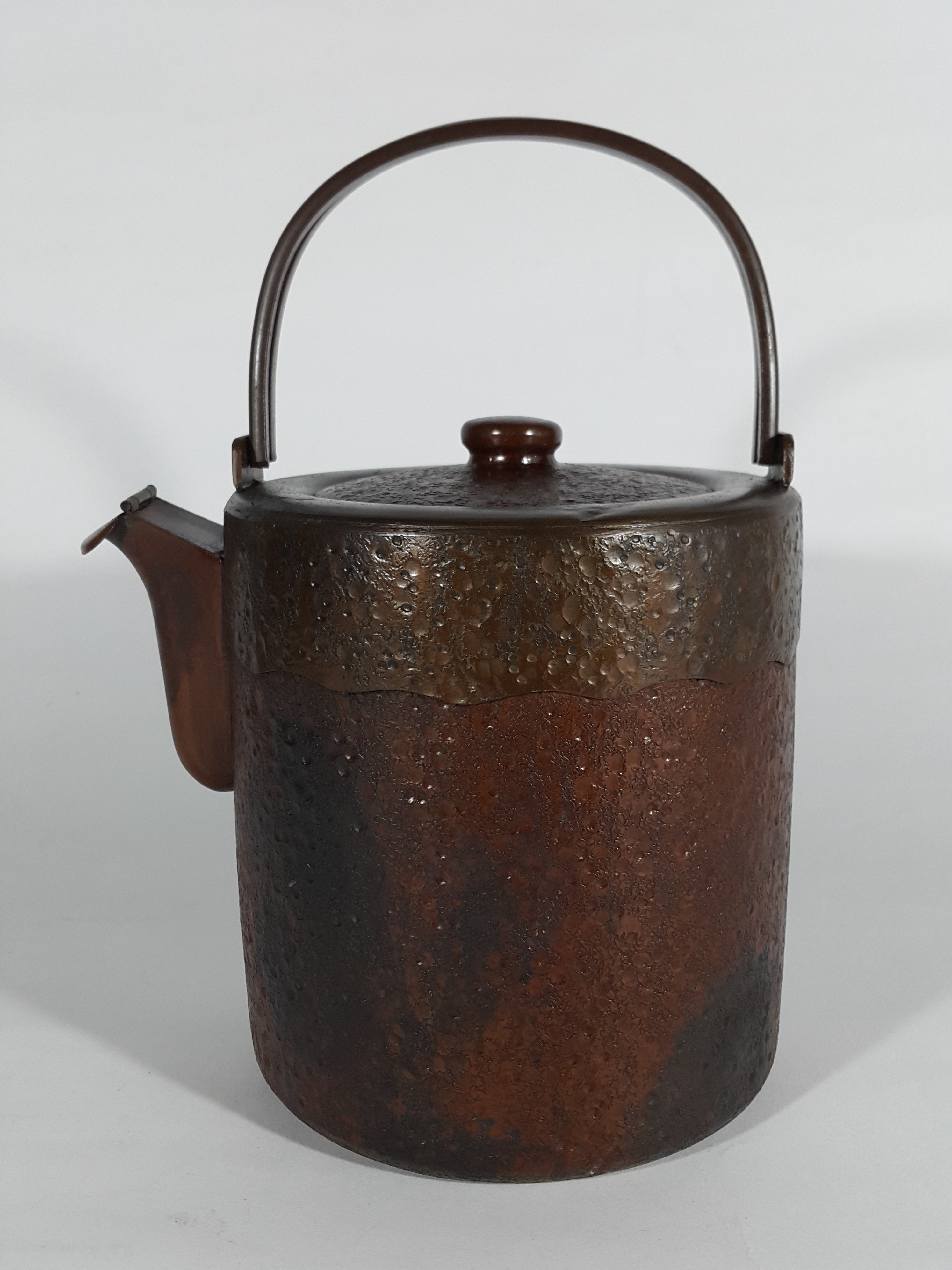 [銀九藝] 日本早期 星球肌 手工雙色老銅壺 提樑壺 (luh)