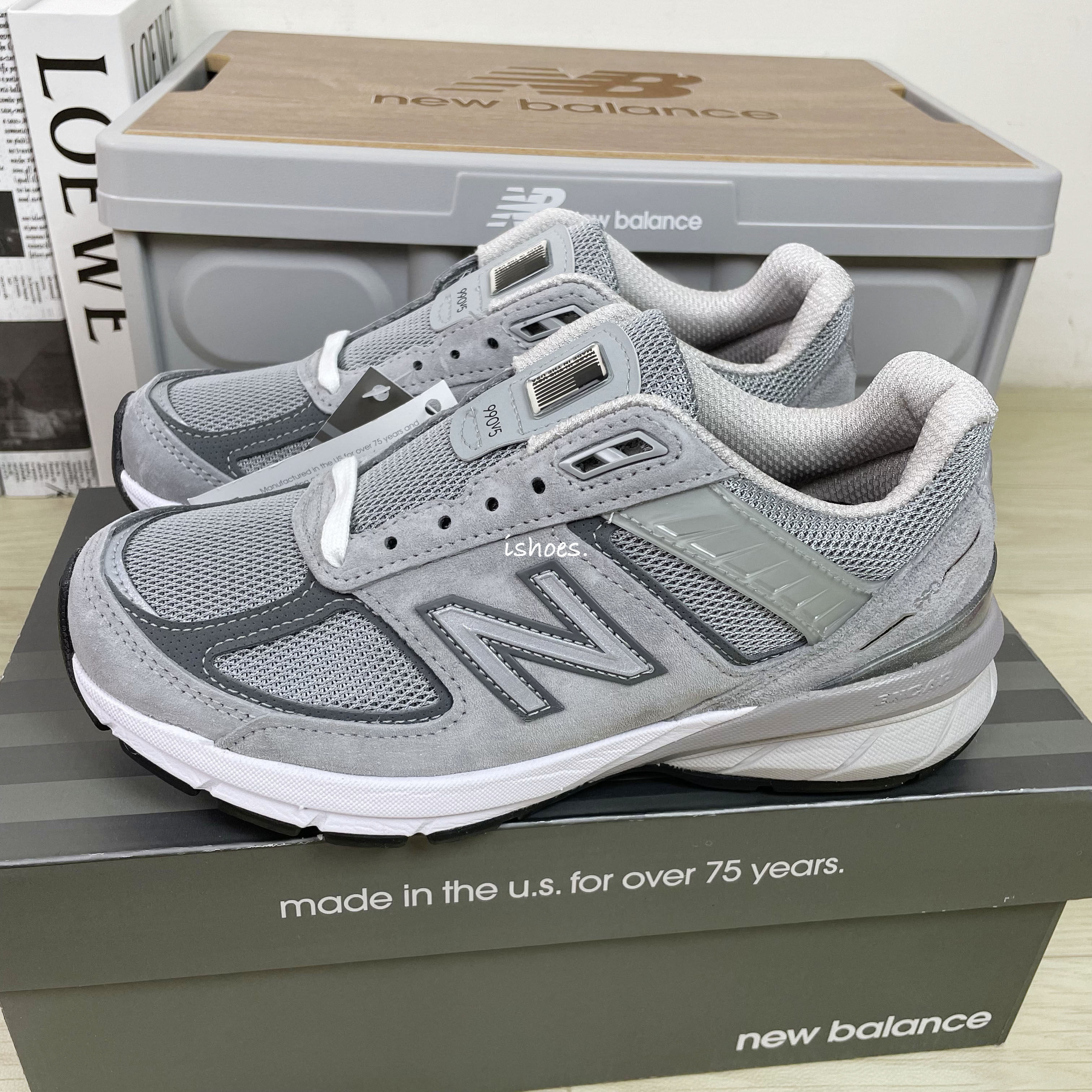 現貨iShoes正品New Balance 990 女鞋元祖灰美製寬楦復古總統慢跑鞋