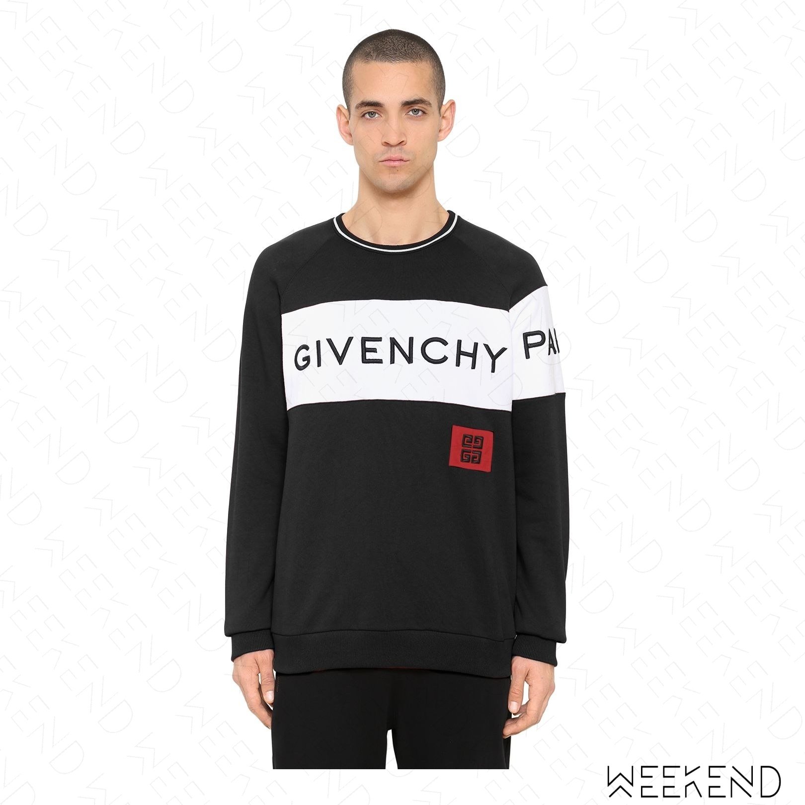 WEEKEND】 GIVENCHY Logo 刺繡長袖衛衣大學T 黑+白色18秋冬| Yahoo奇摩拍賣