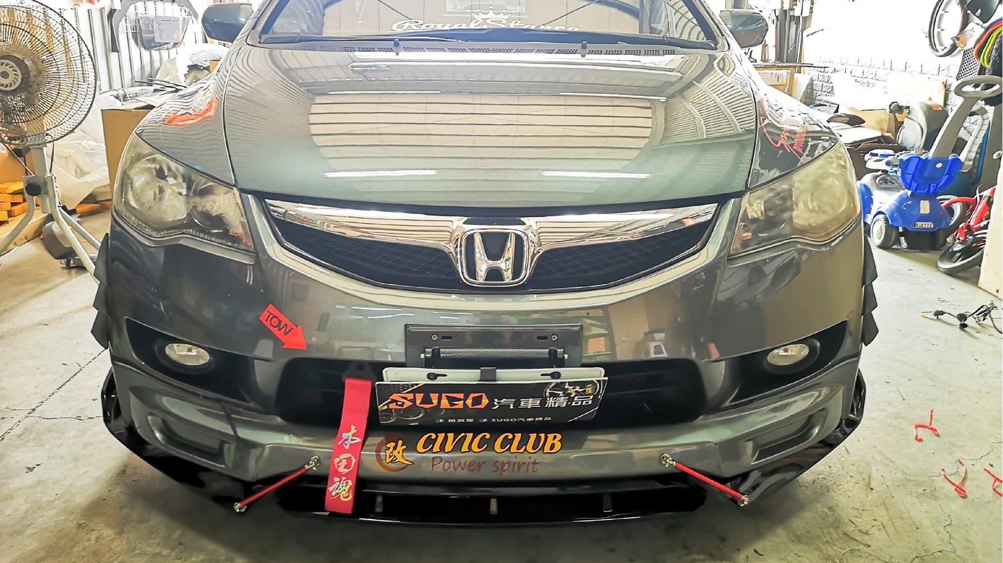 SUGO汽車精品 本田 HONDA CIVIC 8/8.5代/喜美八代 原廠保桿/無限下巴用 亮黑版 前下立體式定風翼