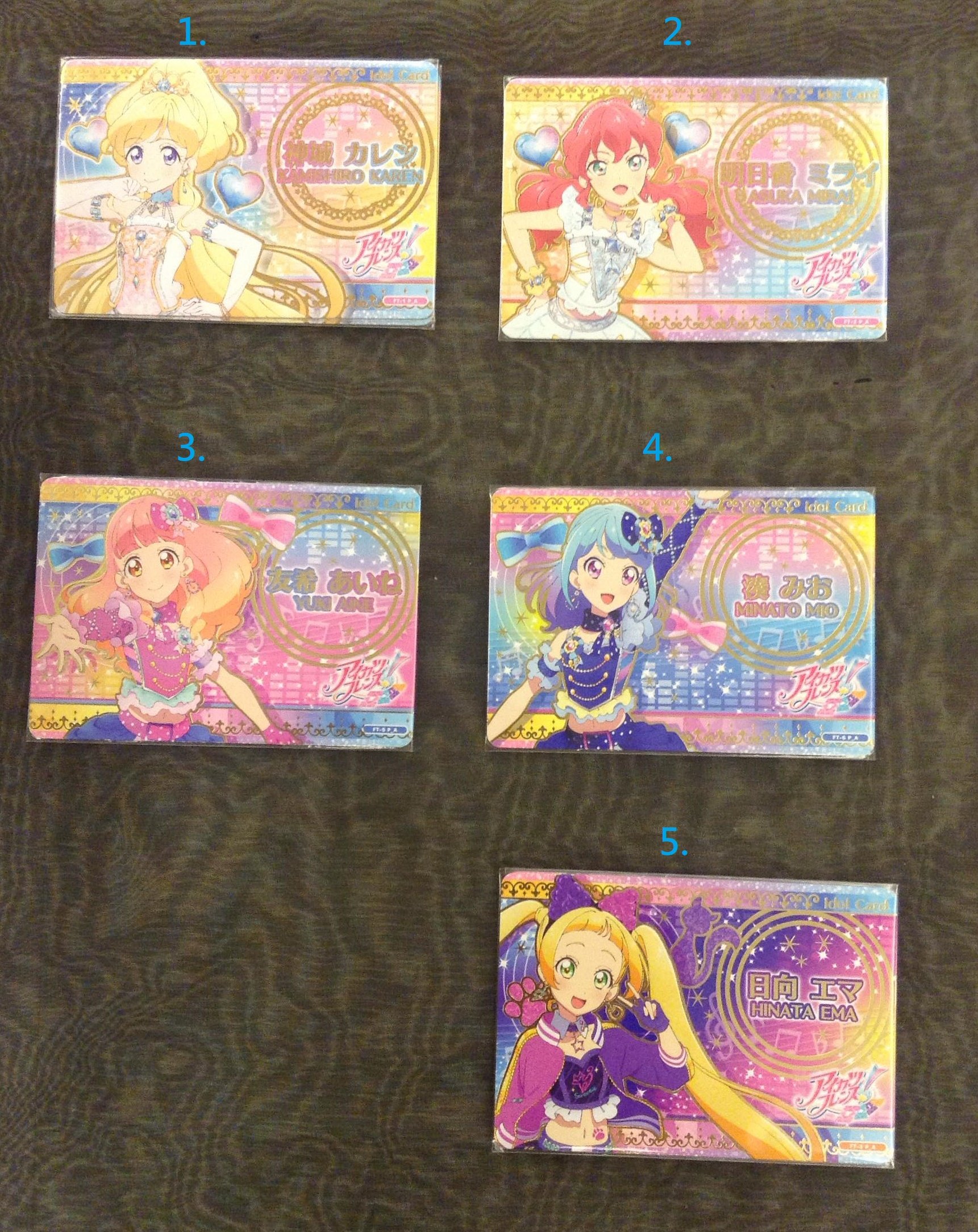 Aikatsu 偶像學園friends 活動卡飾品卡 神城卡蓮友希愛音湊美緒明日香未來日向繪麻 Yahoo奇摩拍賣