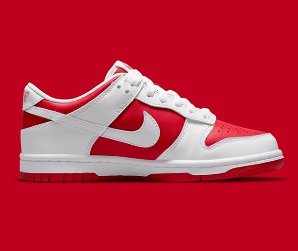 Nike Dunk Low “University Red” 大學紅白紅皮革耐磨籃球鞋