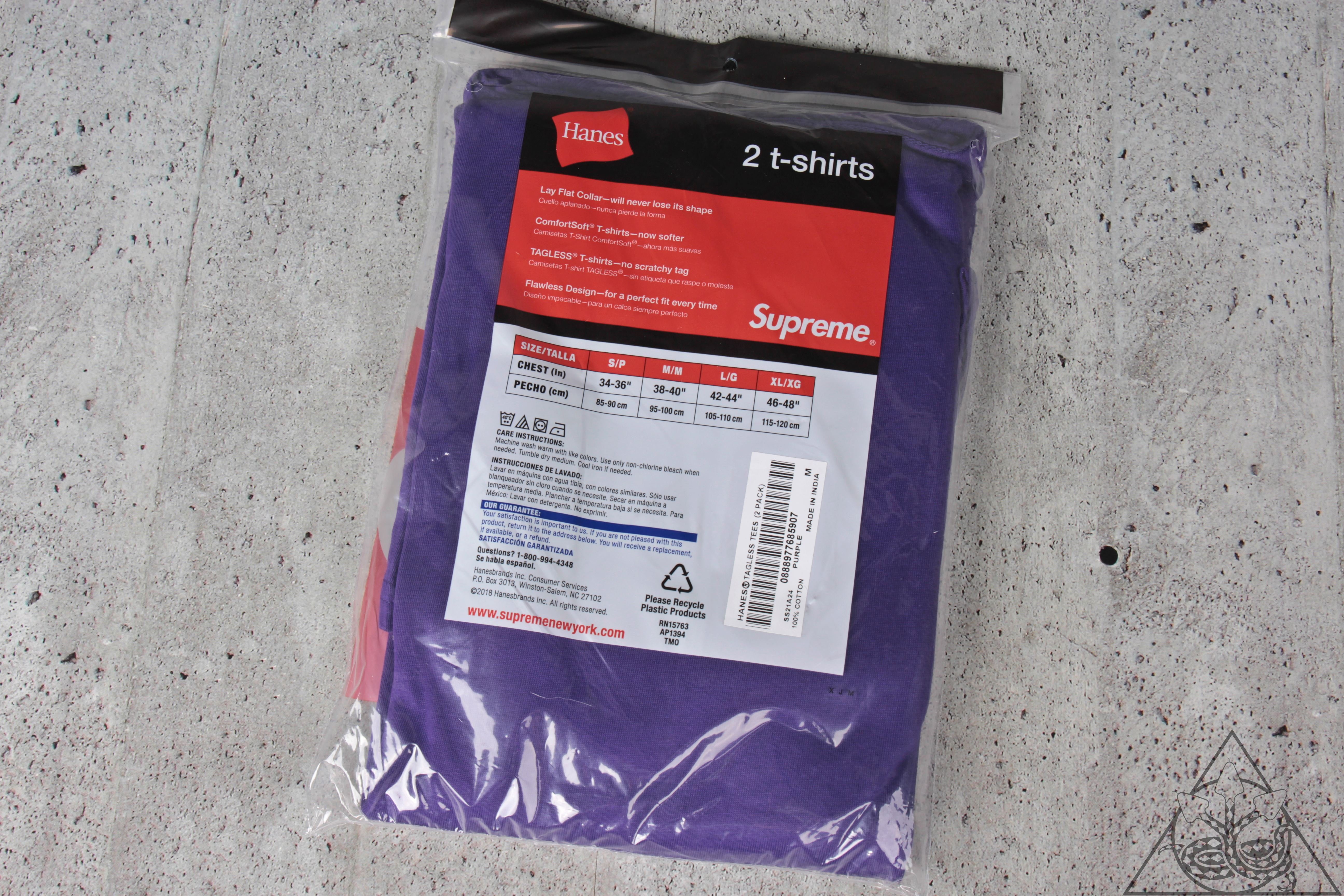 Buy Supreme x Hanes Tagless Tees (2 Pack) 'Purple' - SS21A24 PURPLE
