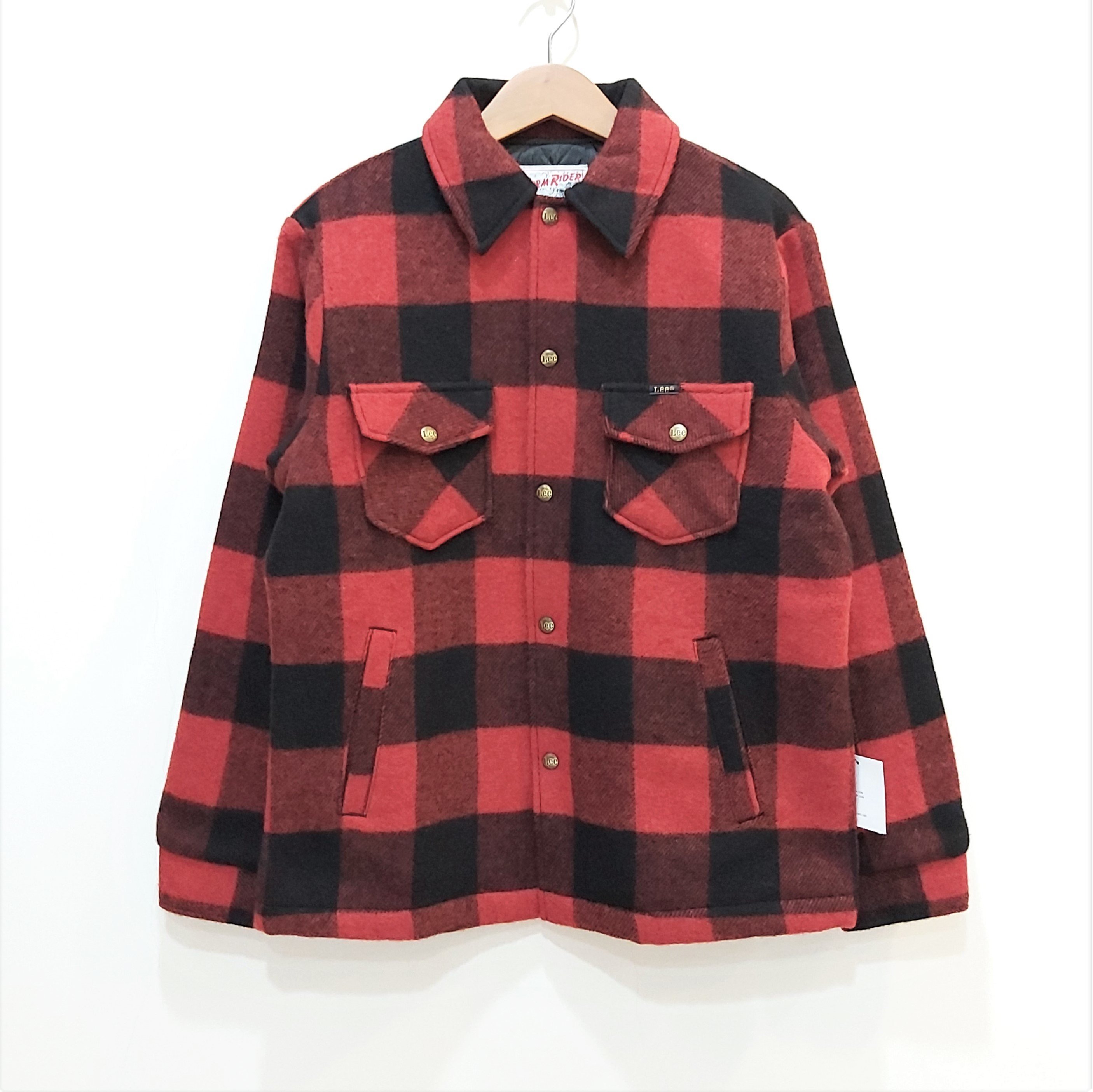 VINTAGE ] SOPHNET x LEE BLOCK CHECK BLOUSON 紅黑格紋毛料外套夾克