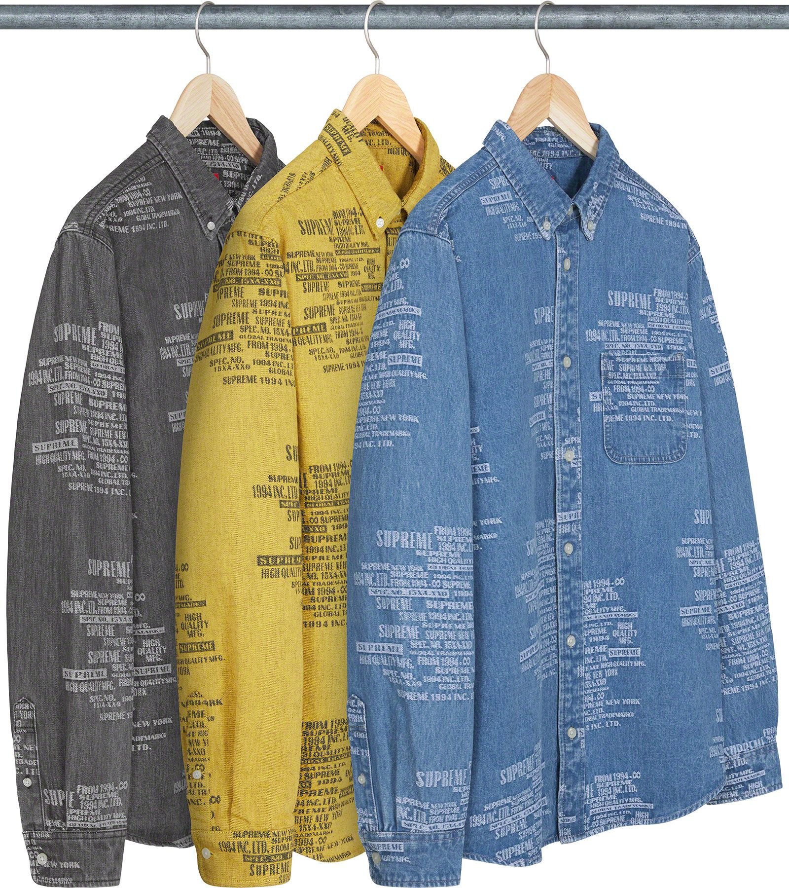 紐約范特西】預購SUPREME SS23 TRADEMARK JACQUARD DENIM SHIRT 牛仔