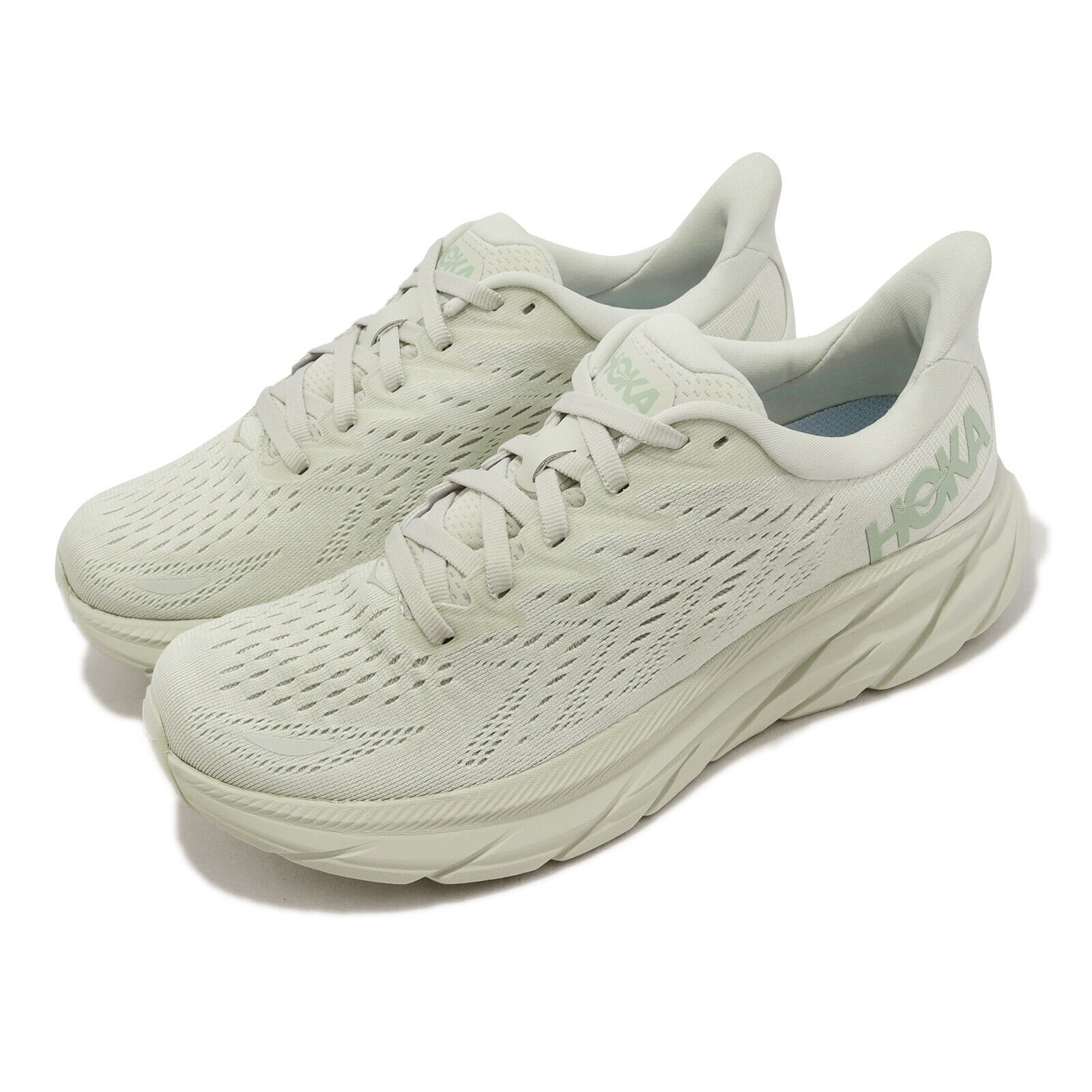 CodE= HOKA ONE ONE CLIFTON 8 網布慢跑鞋(粉綠) 1119394SGCT 芥末綠路