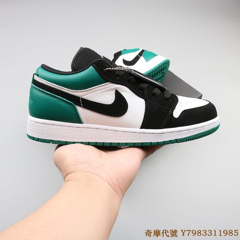 Air Jordan 1 Low 黑綠低幫休閒運動滑板鞋553560-113 女鞋| Yahoo奇摩拍賣