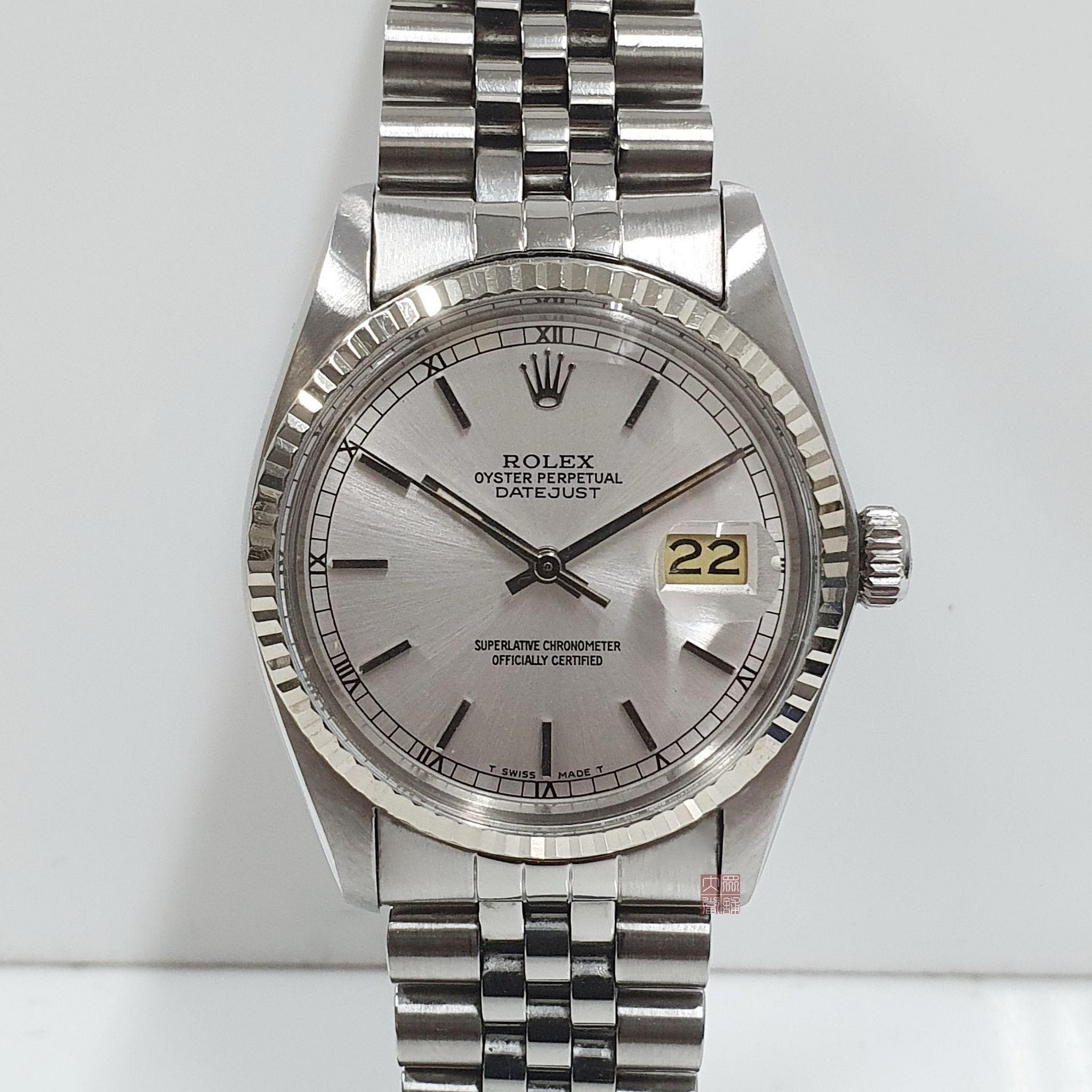 ROLEX 勞力士 16014 Datejust 蠔式日誌 停產絕版 經典 銀色T柱面盤 錶徑36 大眾當舖A883