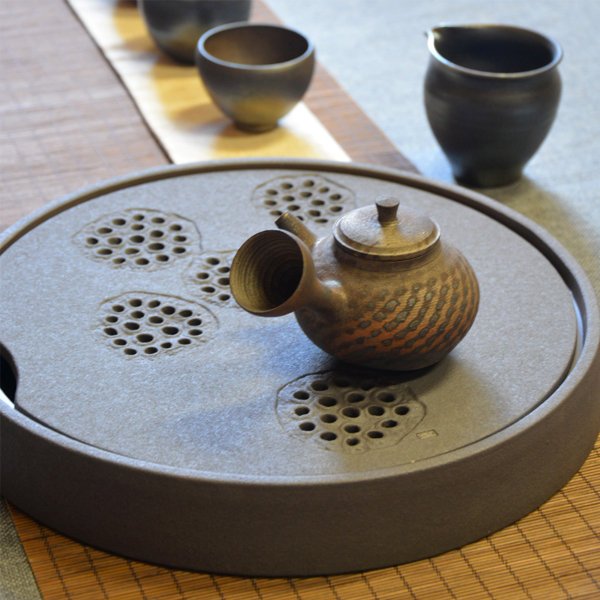ティートレイ 木製茶道具 茶盆 茶台 排水機能付き ティーテーブル 滑り