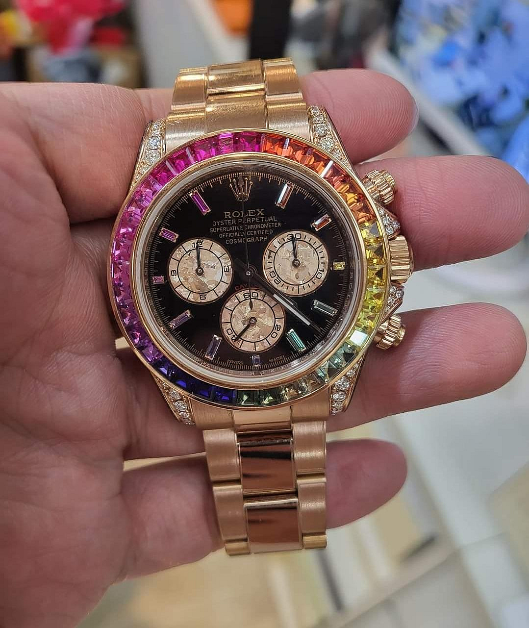 #史丹力名錶交流 勞力士 Daytona 迪通拿 ROLEX 116505 玫瑰金 精鑲 彩虹圈 彩寶時標