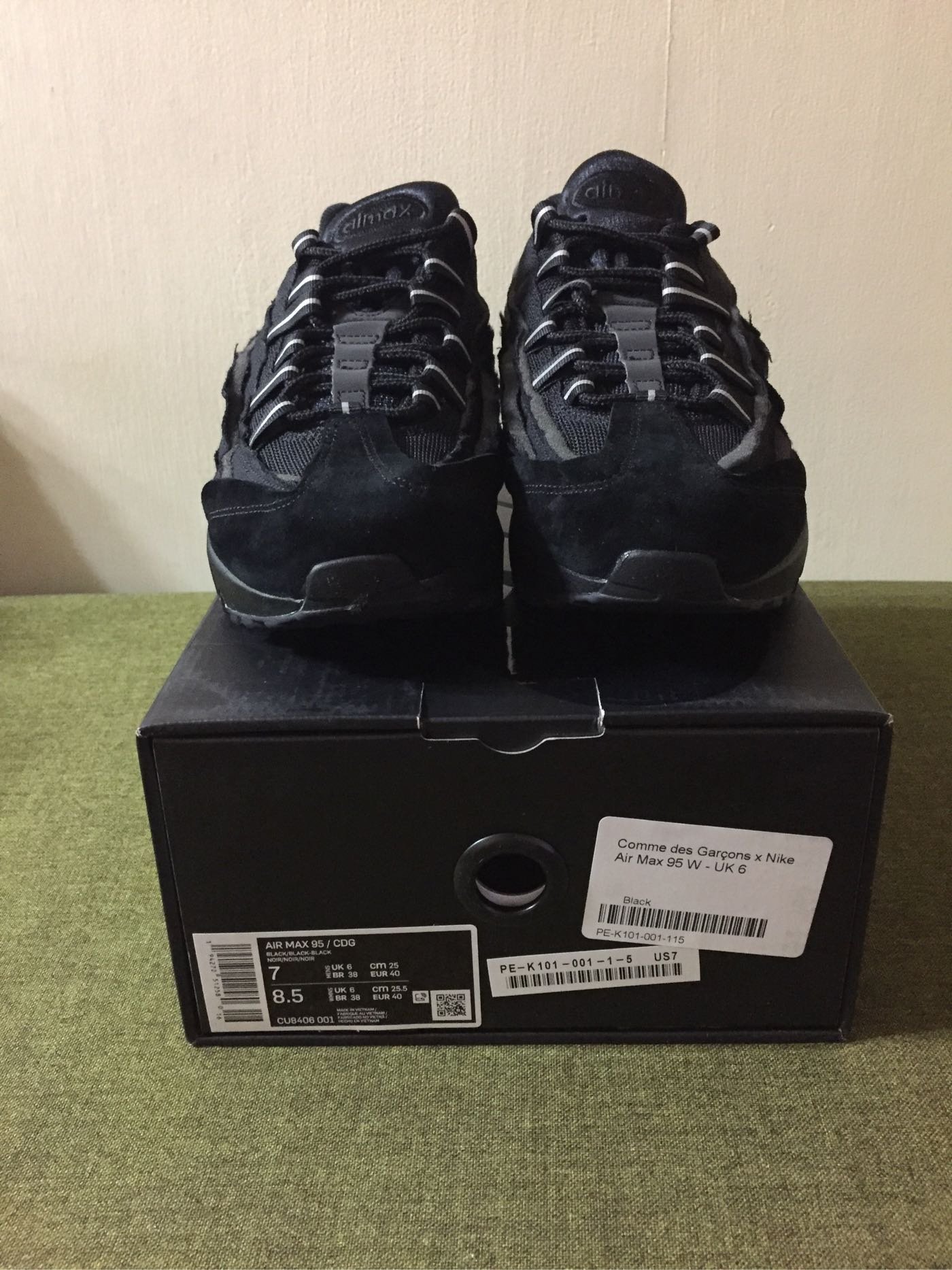 全新正品CDG x Nike Air Max 95 W 黑色UK6 25.5CM 川久保玲女鞋