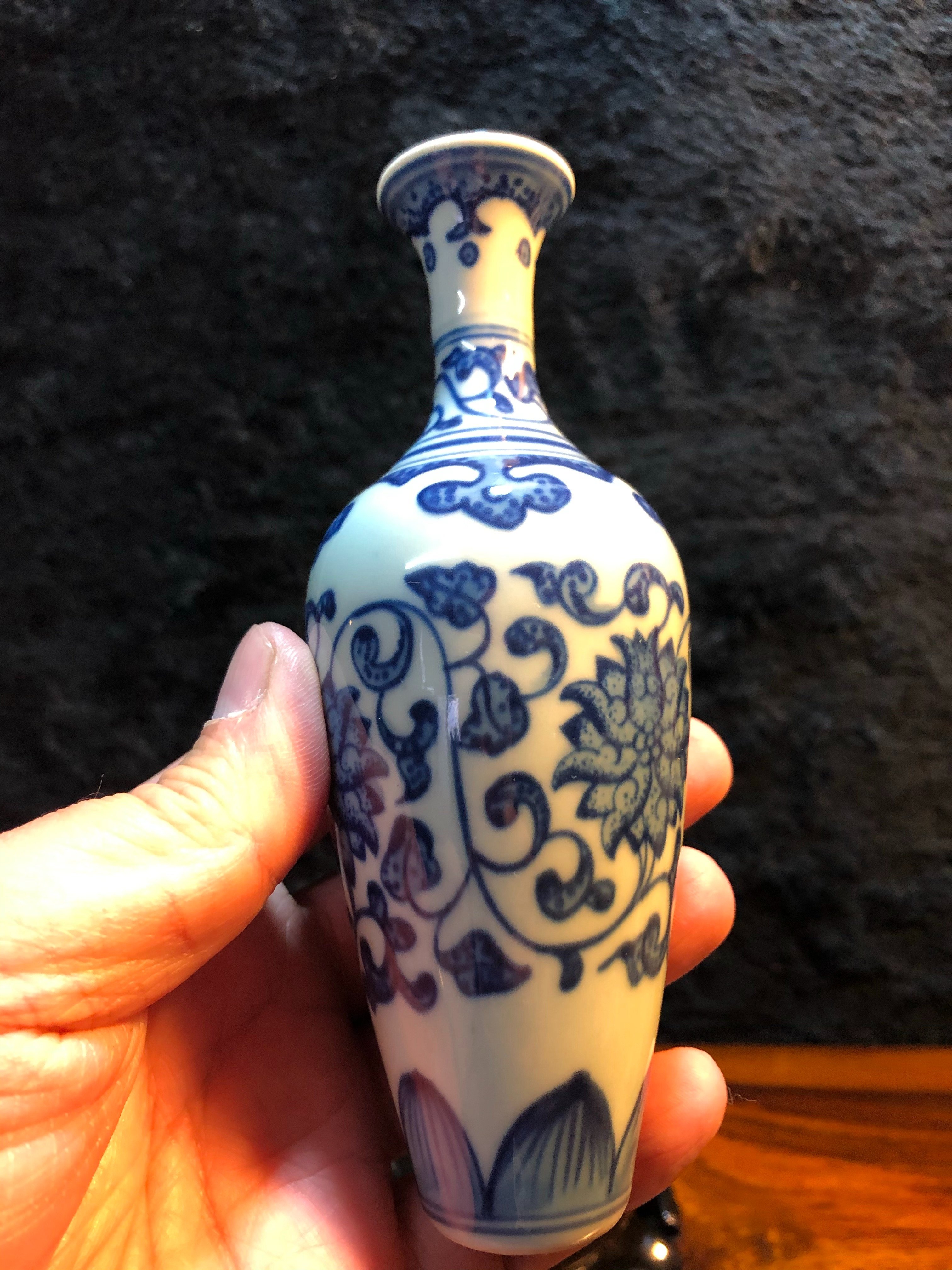 中国美術小花瓶 青花 古玩 - インテリア小物