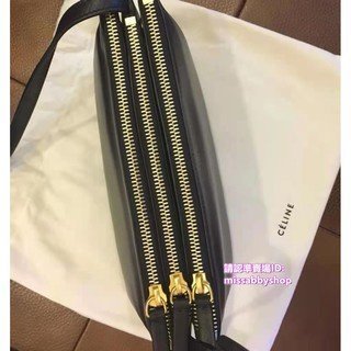 【二手正品】 CELINE trio黑色三層風琴包 斜挎包 單肩包 信封包