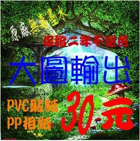 大圖輸出 原廠墨水 Pvc貼紙 Pp相紙海報 30元 才 壓克力製品 海報夾 水晶字 油畫布 壁紙 燈片 Uv印刷 Yahoo奇摩拍賣