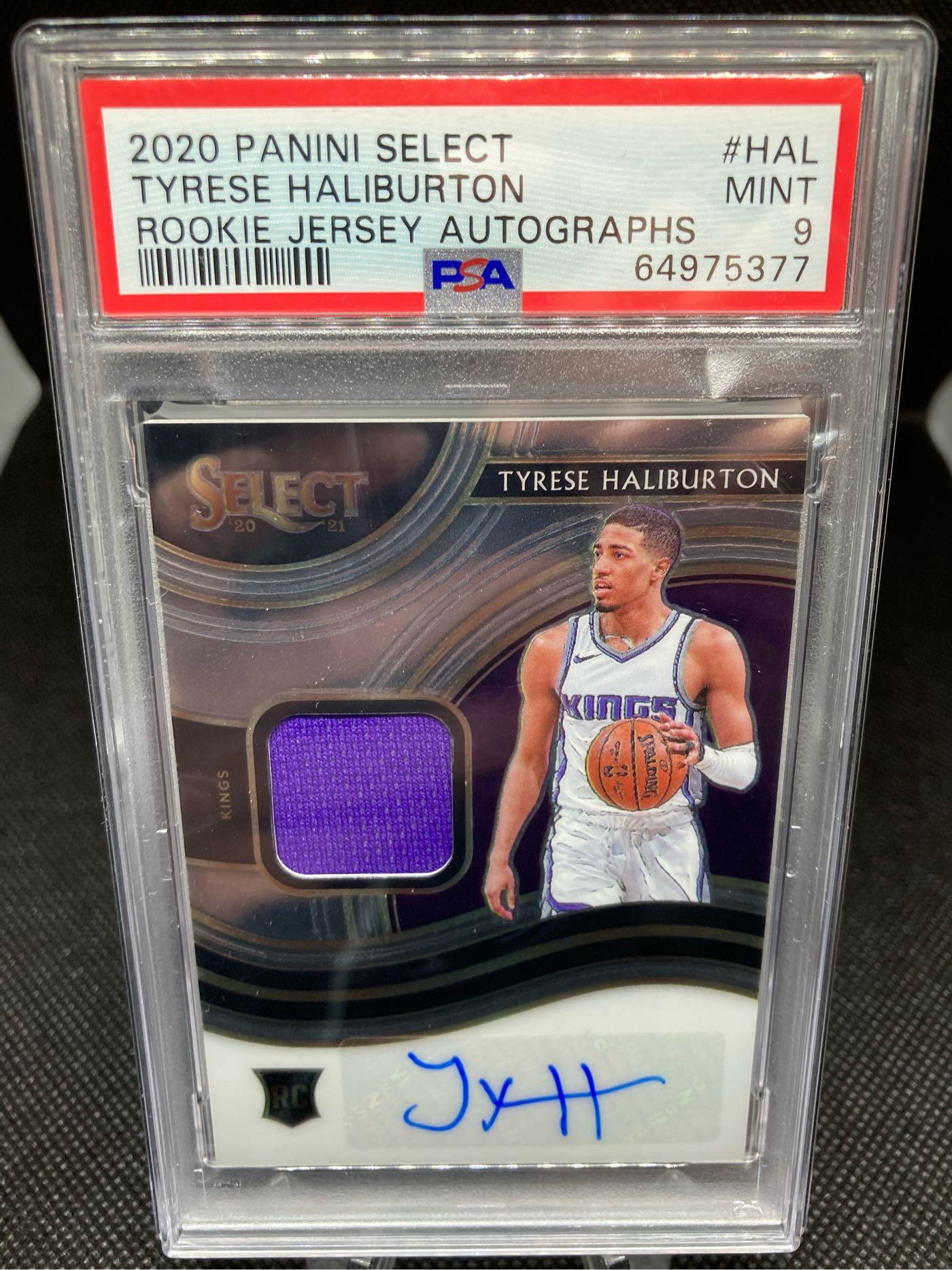 NBA 2020 Select Tyrese Haliburton Rookie Jersey Auto /199 PSA 9溜