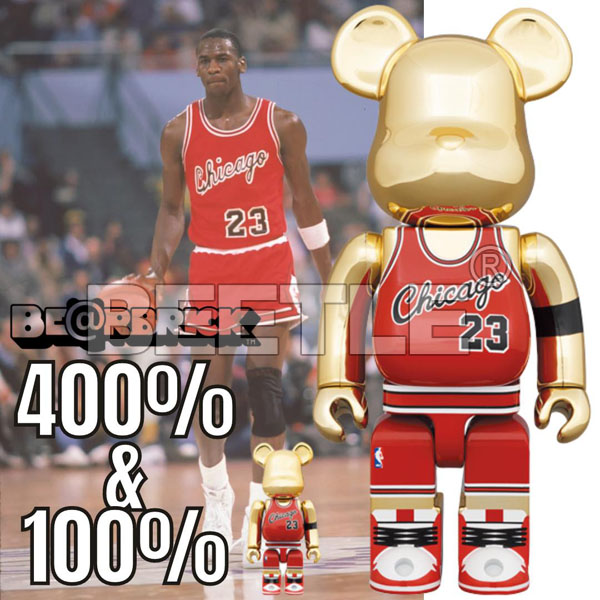 BEETLE BE@RBRICK MICHAEL JORDAN 麥可喬丹紅金色電鍍公牛隊100 400