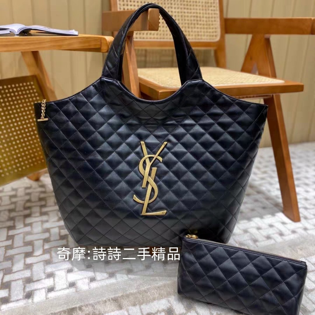 二手正品 SAINT LAURENT YSL聖羅蘭 菱格ICARE托特包和購物袋 ICARE托特包 現貨