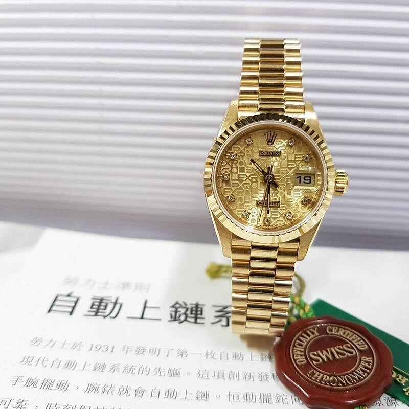 二手全新《配件齊全》ROLEX 勞力士 69178 蠔式 18K金錶 原廠盒證雙吊牌 自動上鍊 原廠紀念金十鑽面盤