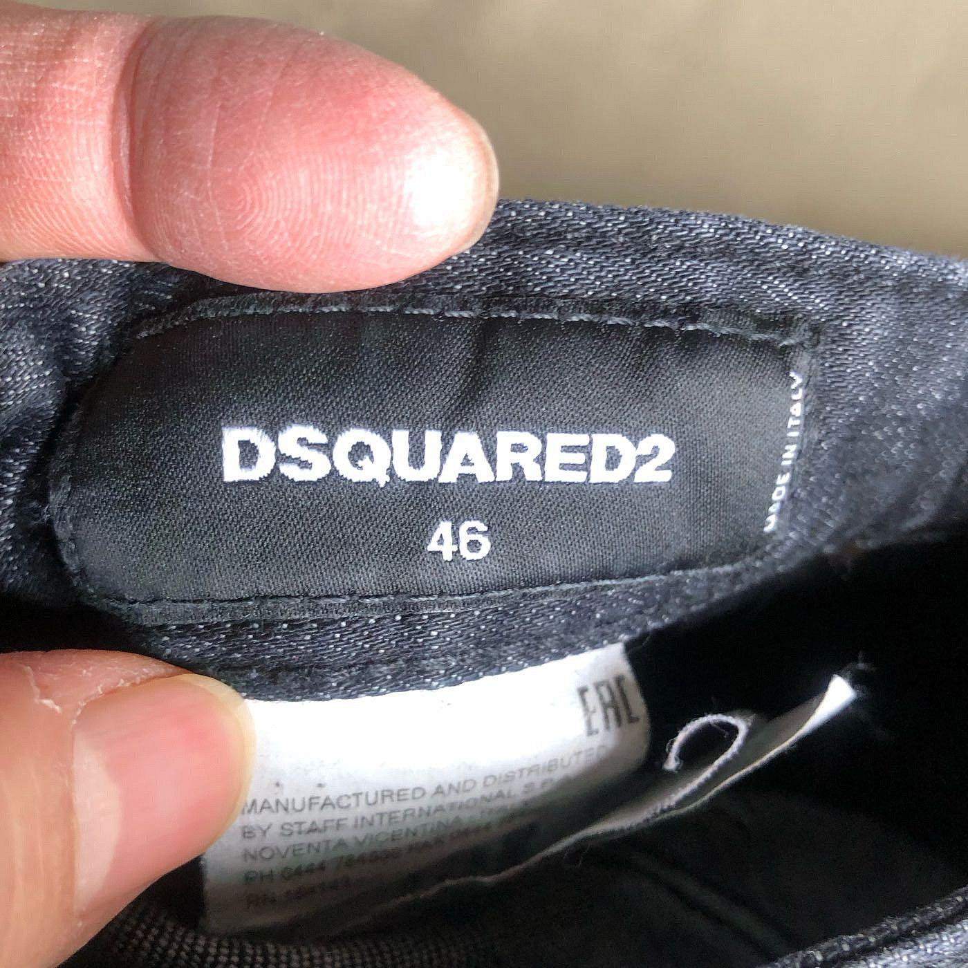品味人生2]保證正品Dsquared2 D2 黑色破刷白補洞牛仔褲size 46 tidy