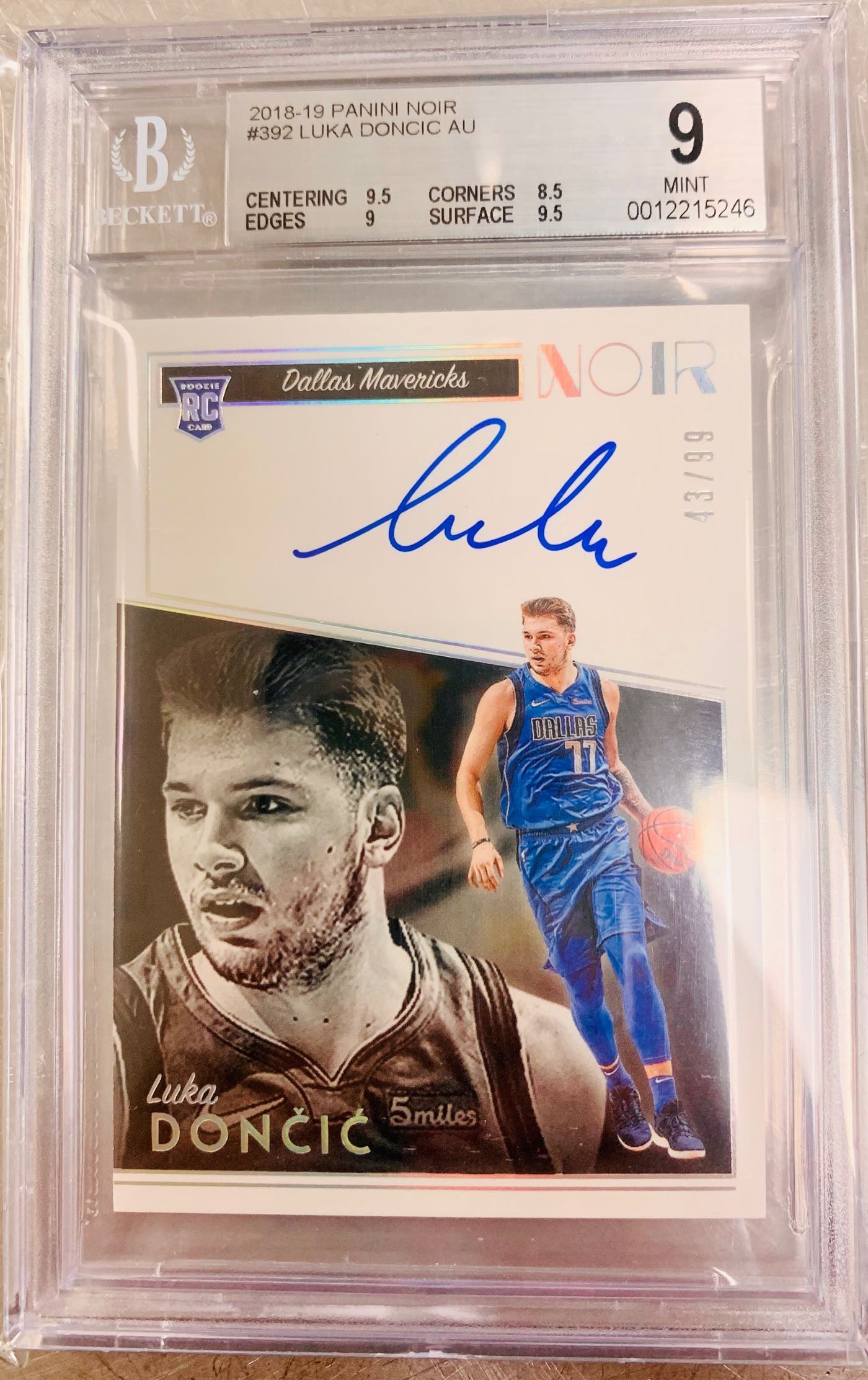 2018-19 Panini Noir Luka Doncic RC 新人鑑定簽名卡BGS9/10 限定買家