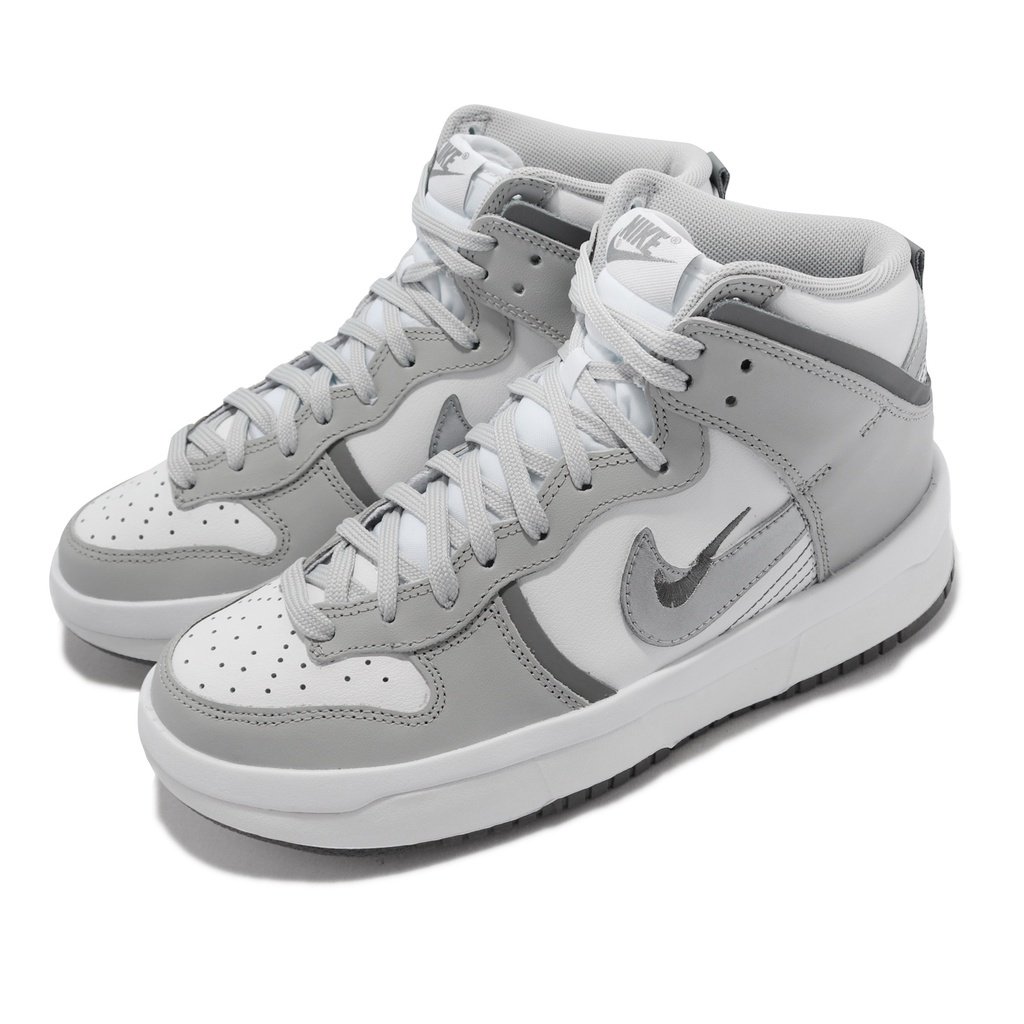 Nike Wmns Dunk High UP 白 灰 增高厚底 女鞋 增高4CM DH3718-106