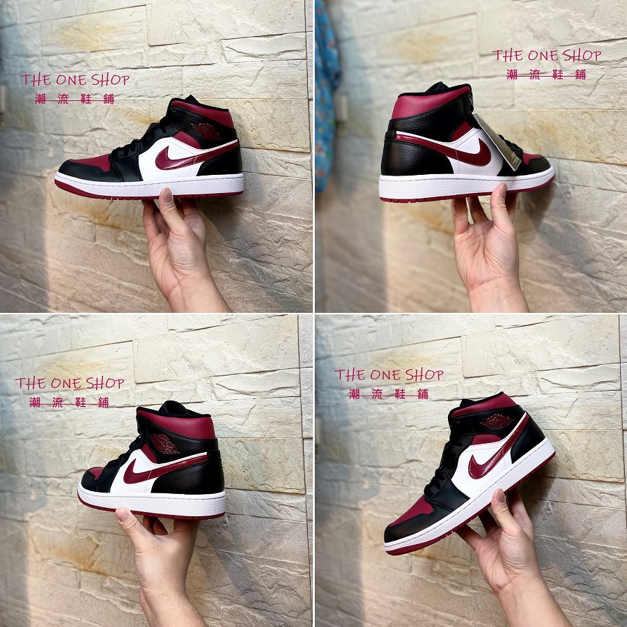 AIR JORDAN 1 MID Bred Toe AJ1 AJ 1代高筒黑紅酒紅黑腳趾554724-066