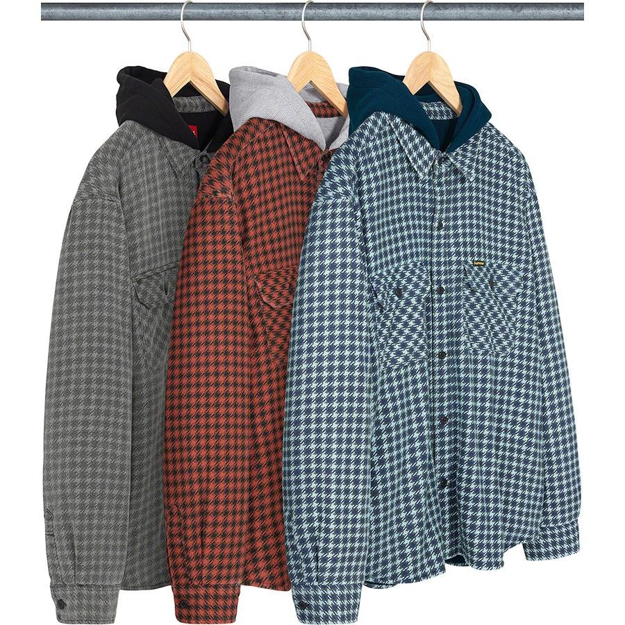 紐約范特西】預購SUPREME FW22 Houndstooth Flannel Hooded Shirt