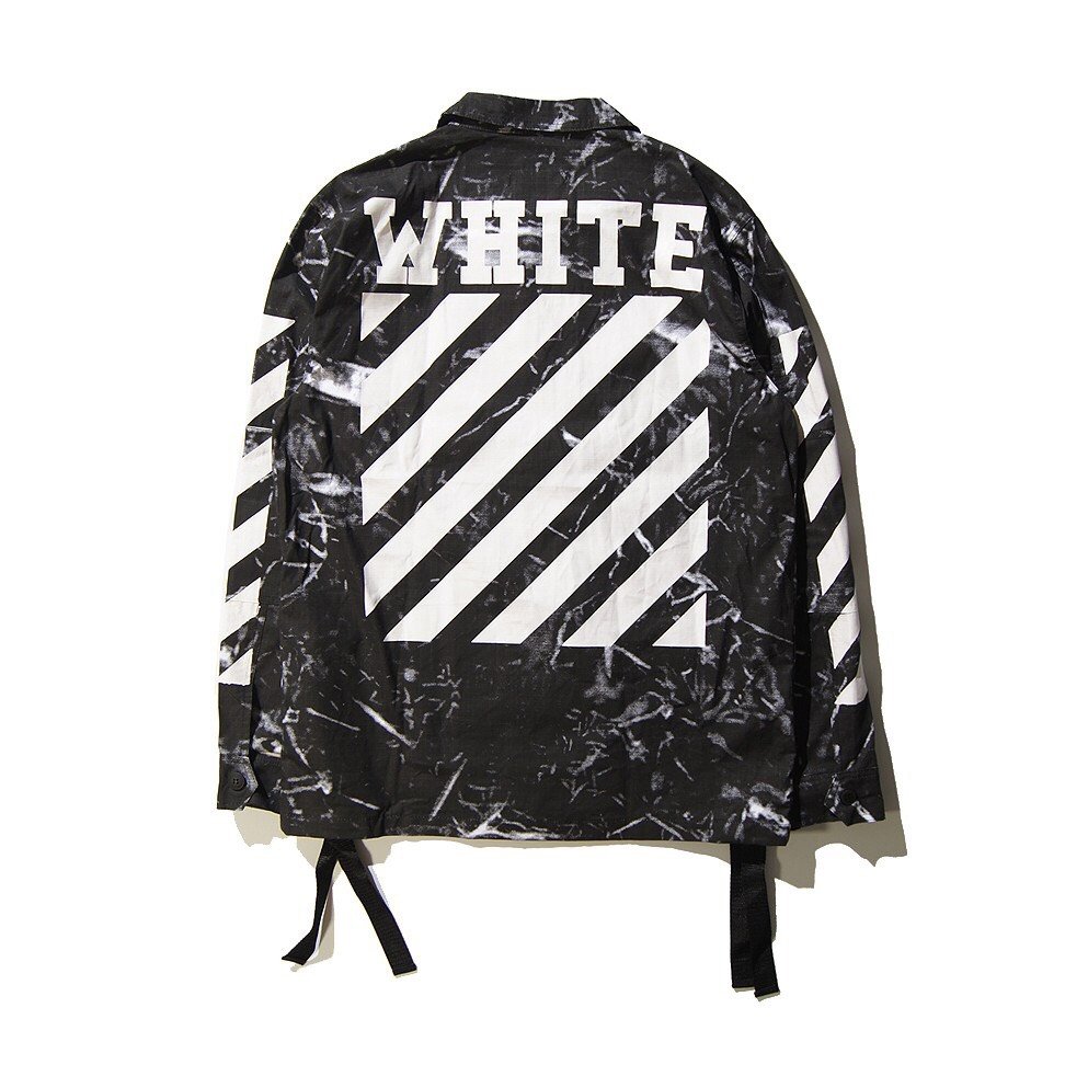 全新絕版無套無試穿Off white 大理石夾克超級經典ow 16ss 風衣外套黑色