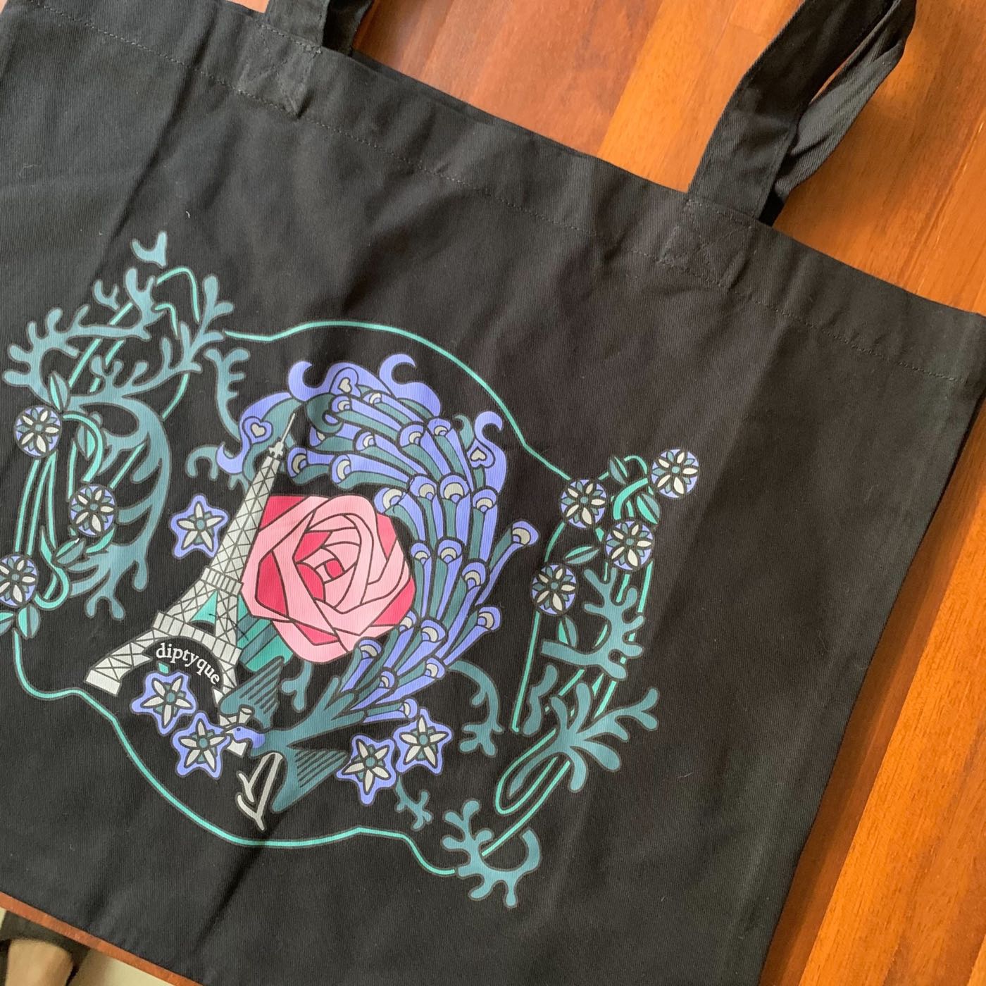 限量Diptyque 黑色托特包購物袋環保袋收納袋媽媽包tote bag 巴黎鐵塔