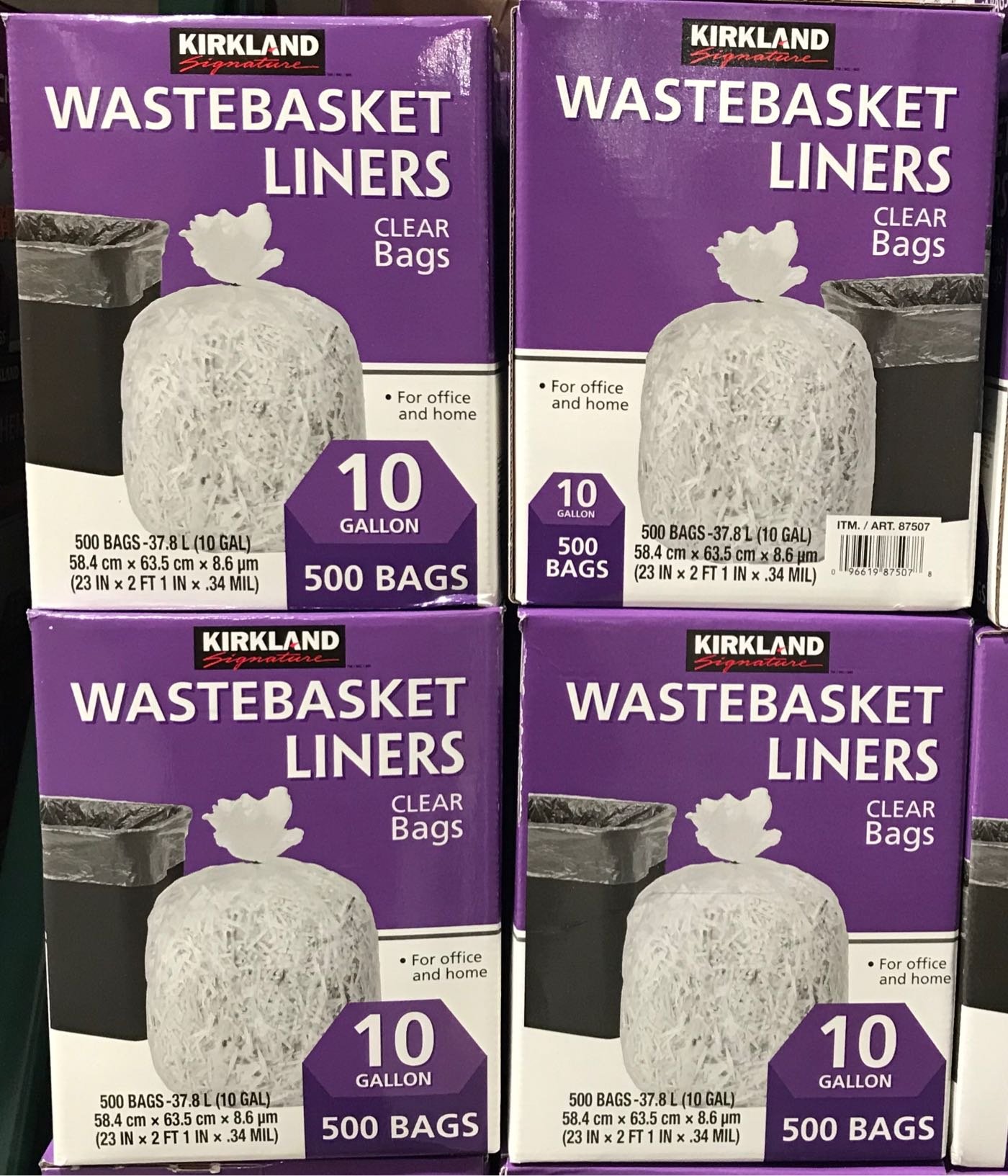 Kirkland Signature 10 Gallon Clear Wastebasket Liner, 3 Pack (500 Bags)